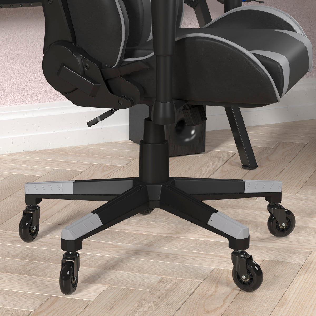 X20 Gaming Chair Racing Office Computer PC Adjustable Chair with Reclining Back and Transparent Roller Wheels