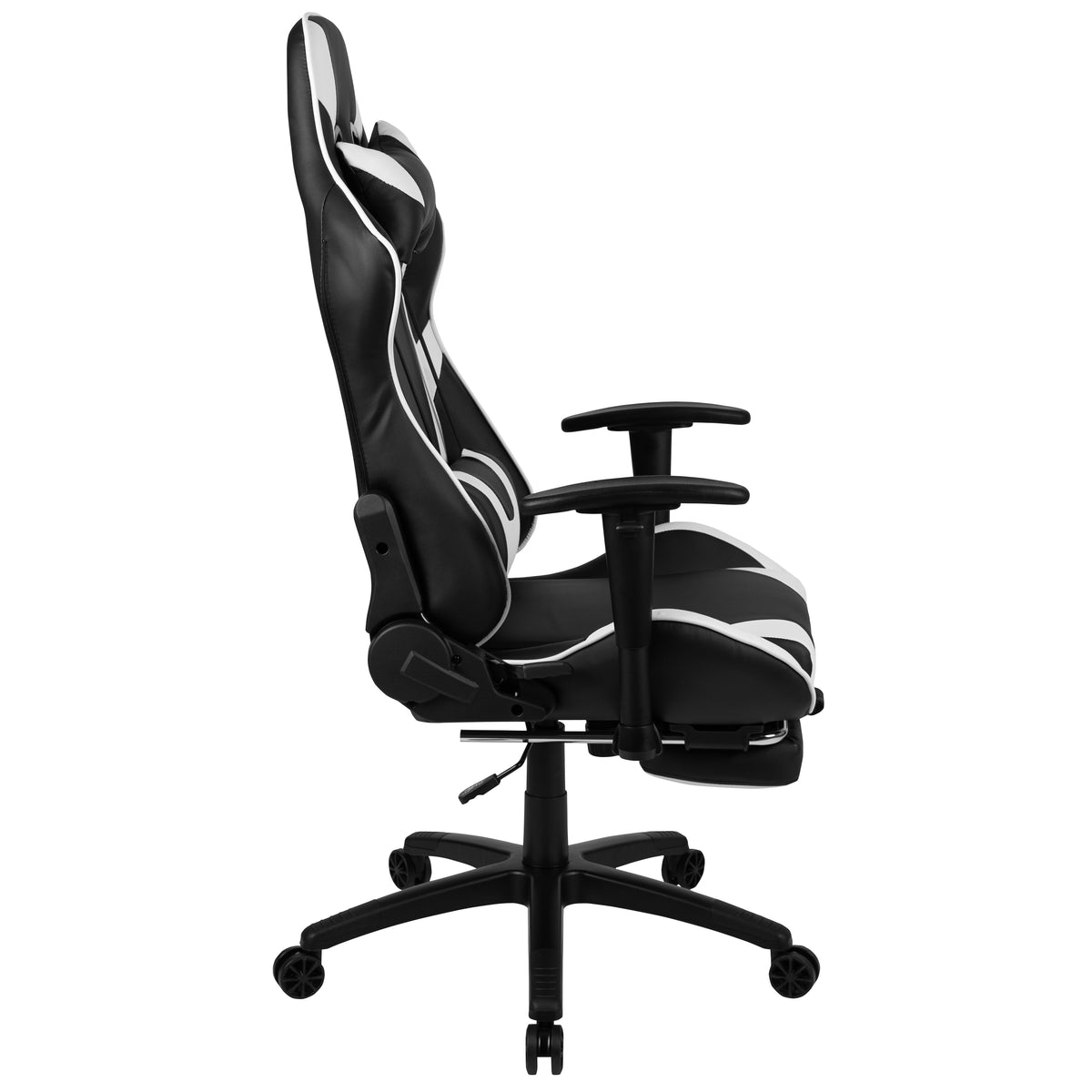 X30 Gaming Chair Racing Office Ergonomic Computer Chair with Fully Reclining Back and Slide-Out Footrest in LeatherSoft