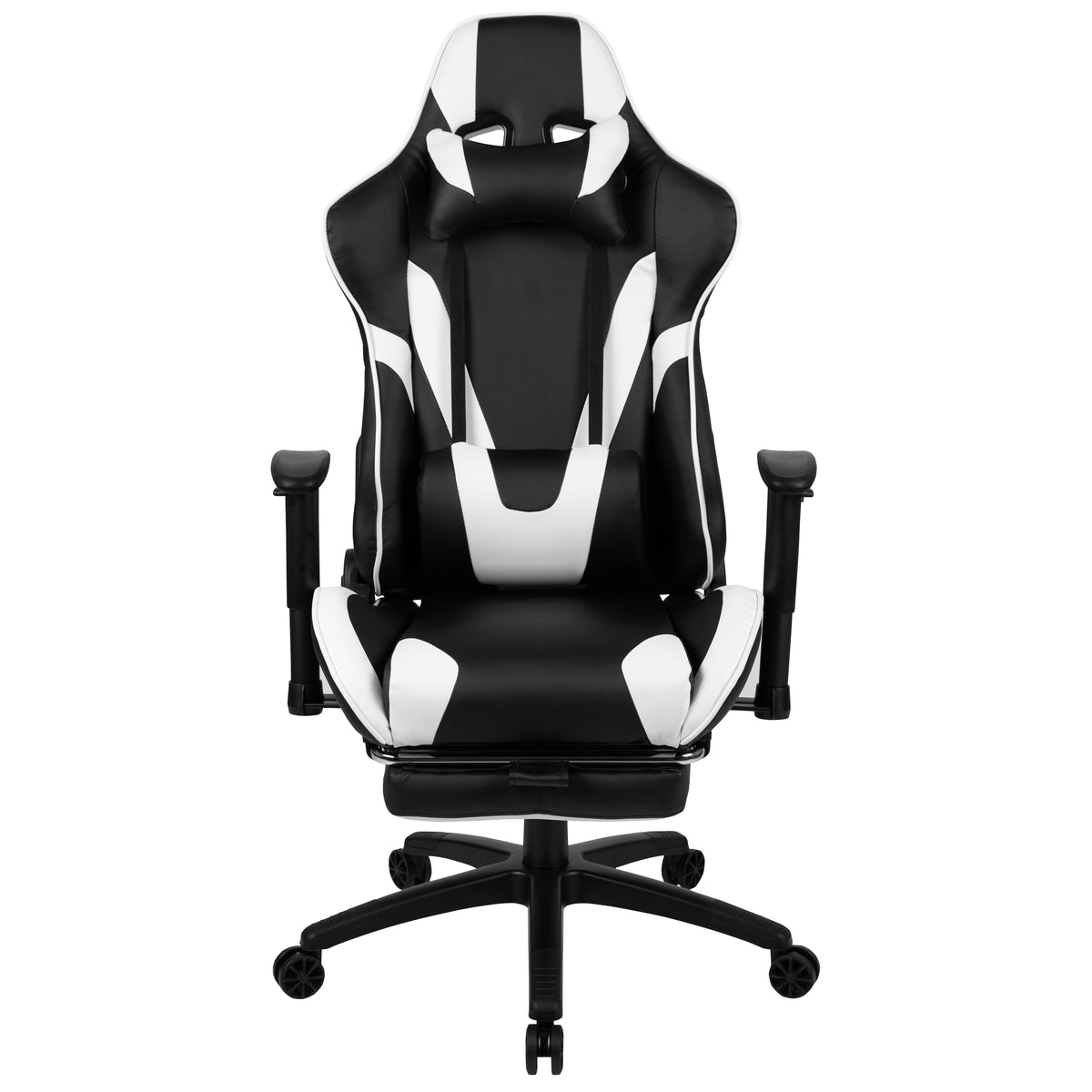X30 Gaming Chair Racing Office Ergonomic Computer Chair with Fully Reclining Back and Slide-Out Footrest in LeatherSoft