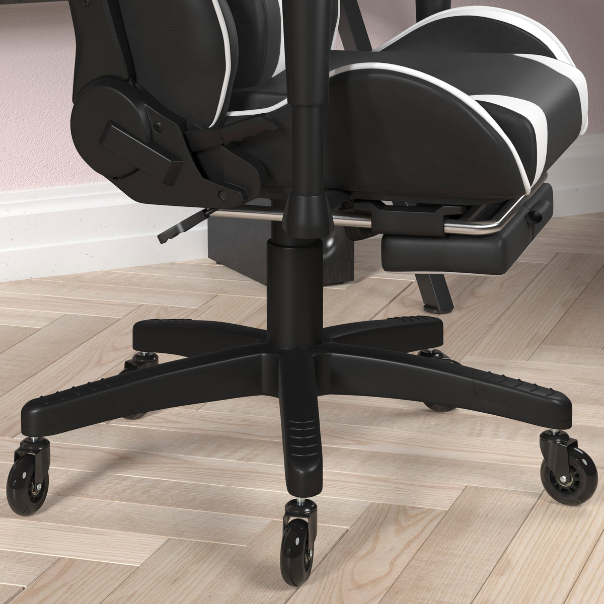 X30 Gaming Chair Racing Computer Chair with Reclining Back, Slide-Out Footrest, and Transparent Roller Wheels