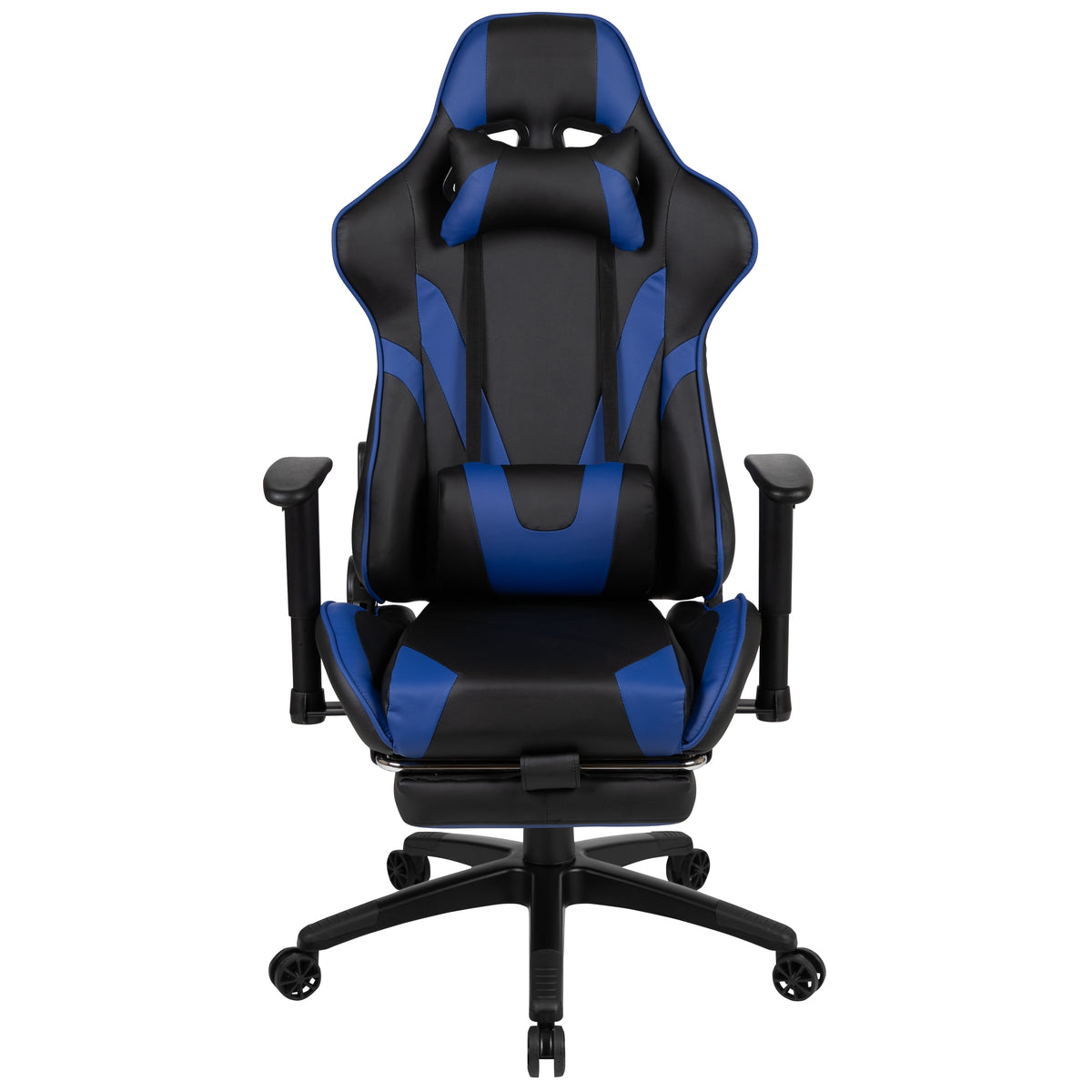 X30 Gaming Chair Racing Office Ergonomic Computer Chair with Fully Reclining Back and Slide-Out Footrest in LeatherSoft