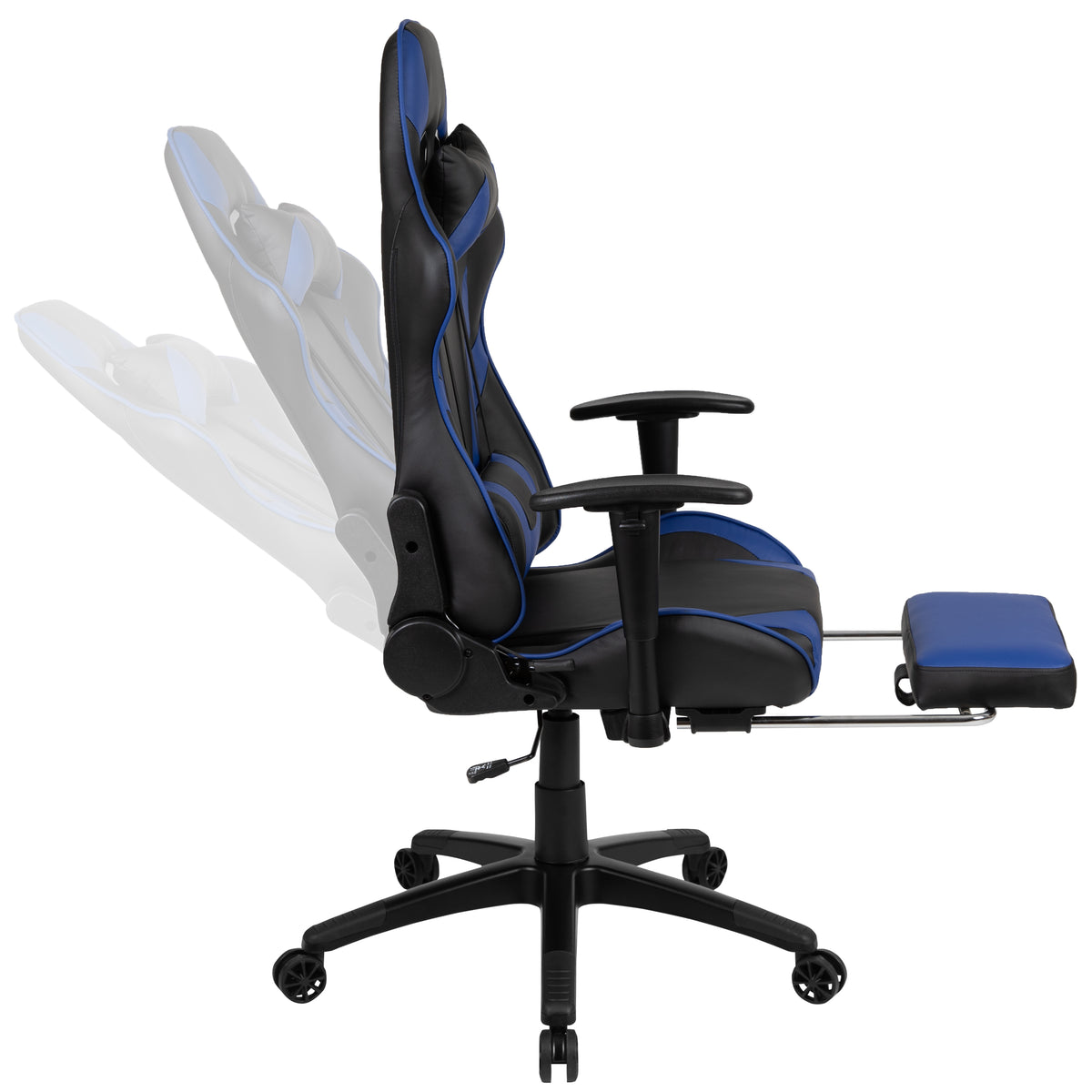 X30 Gaming Chair Racing Office Ergonomic Computer Chair with Fully Reclining Back and Slide-Out Footrest in LeatherSoft