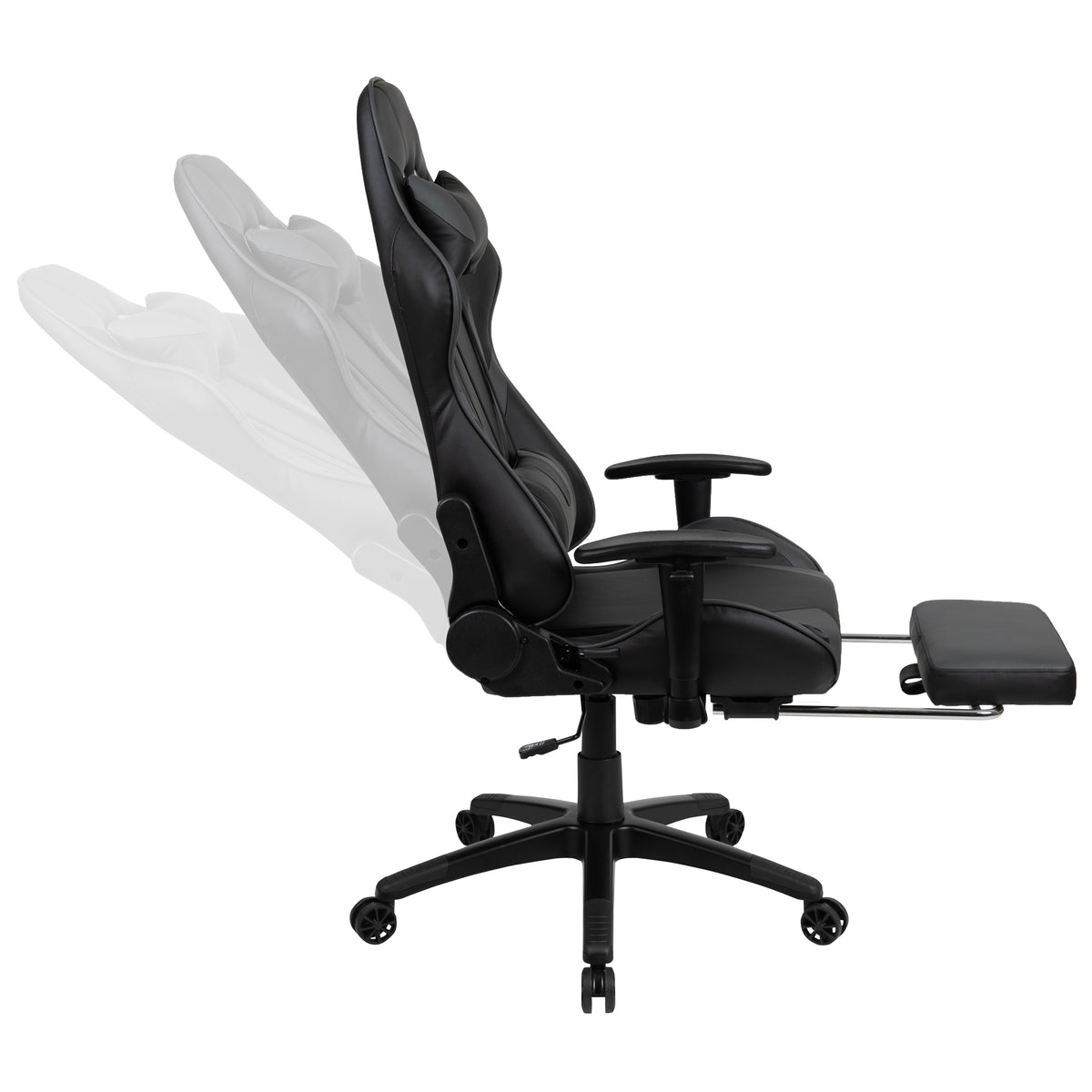 X30 Gaming Chair Racing Office Ergonomic Computer Chair with Fully Reclining Back and Slide-Out Footrest in LeatherSoft