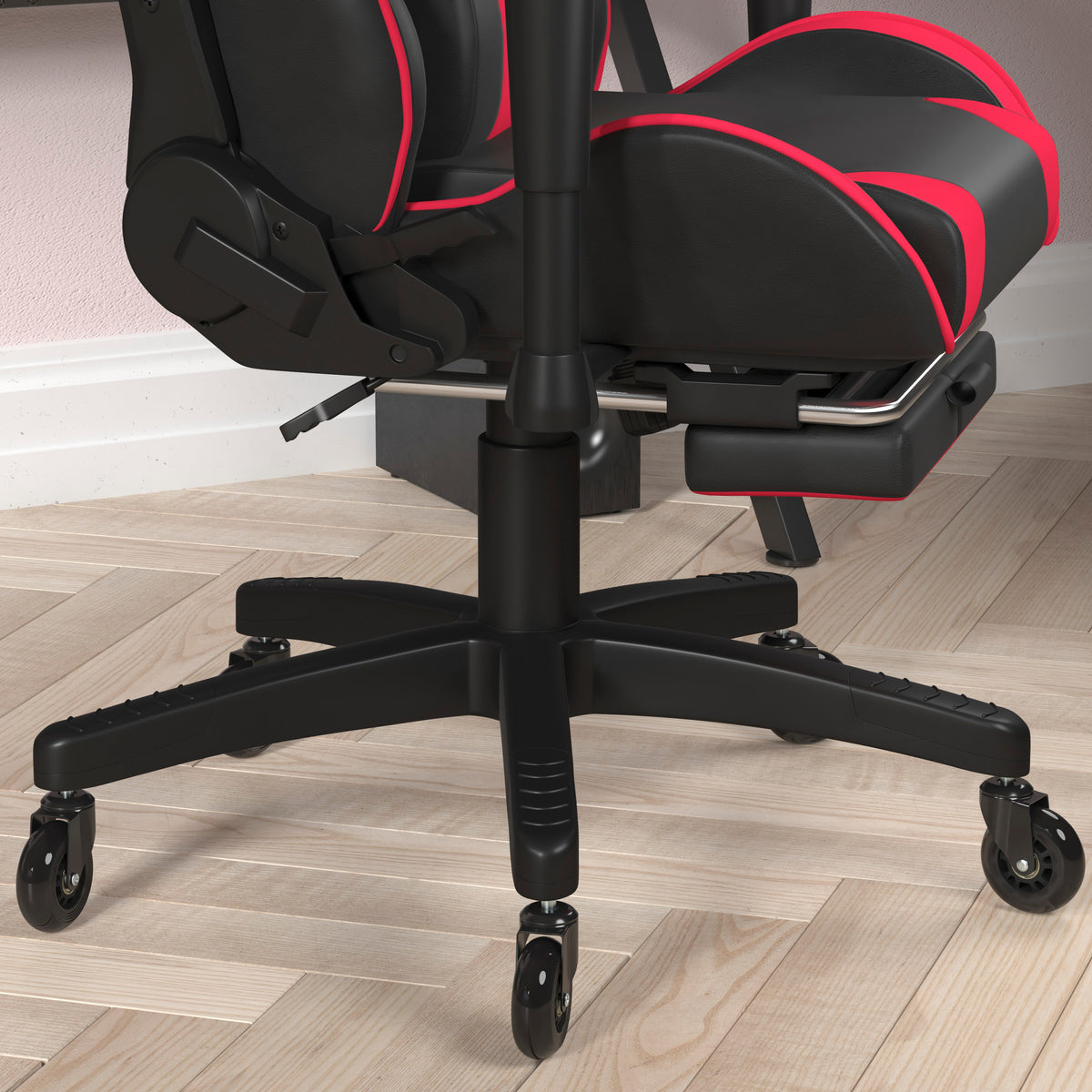 X30 Gaming Chair Racing Computer Chair with Reclining Back, Slide-Out Footrest, and Transparent Roller Wheels