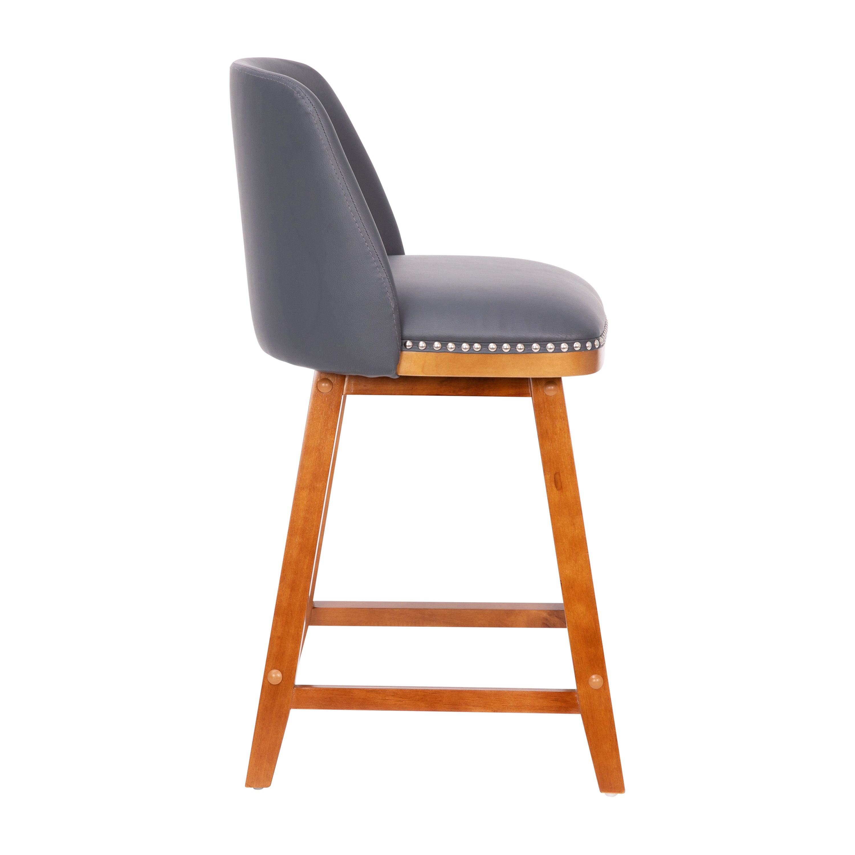 Julia Set of 2 Transitional Upholstered Counter Stools with Nailhead Trim and Solid Wood Frames