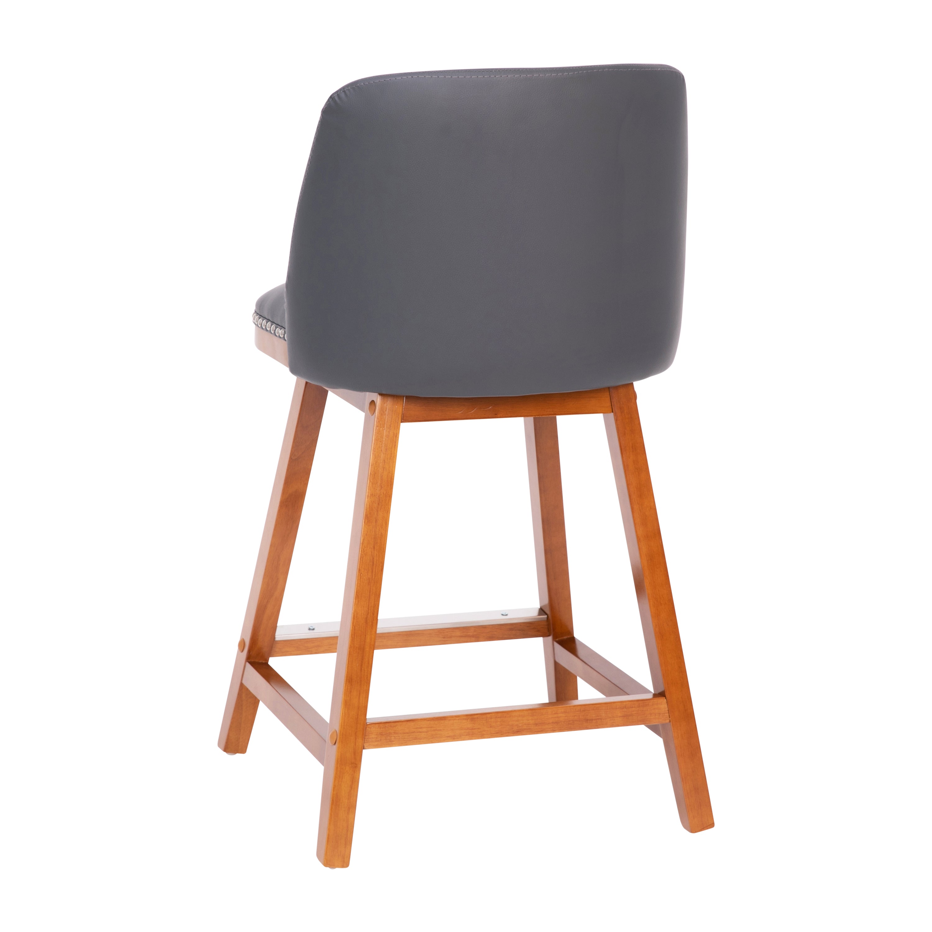 Julia Set of 2 Transitional Upholstered Counter Stools with Nailhead Trim and Solid Wood Frames