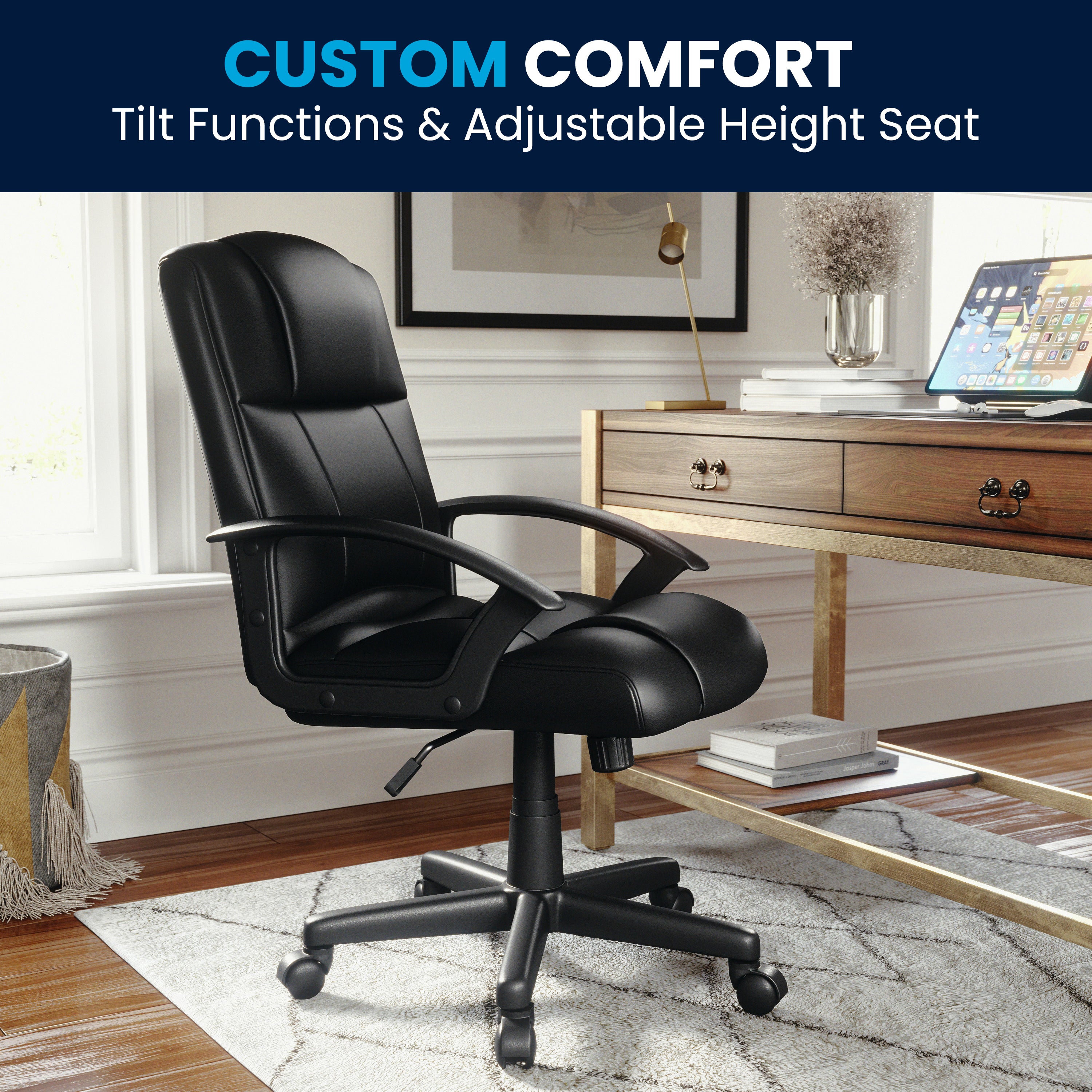 Flash Fundamentals Mid-Back Padded Task Office Chair with Arms