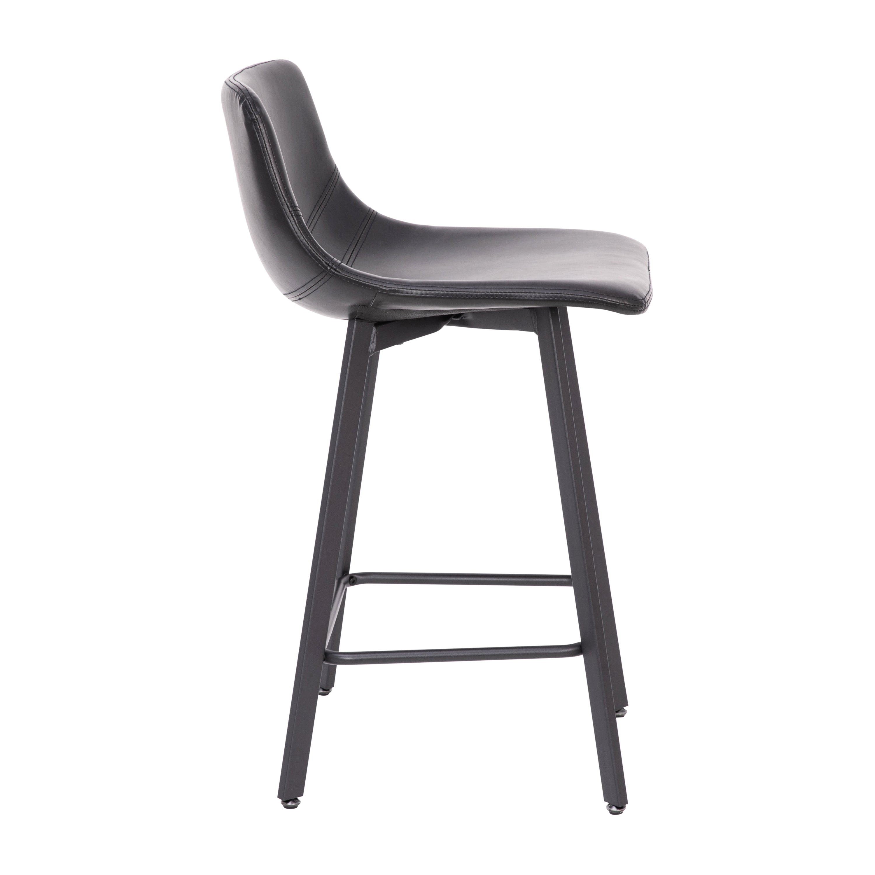 Caleb Modern Armless 24 Inch Counter Height Stools with Footrests and Matte Metal Frames, Set of 2