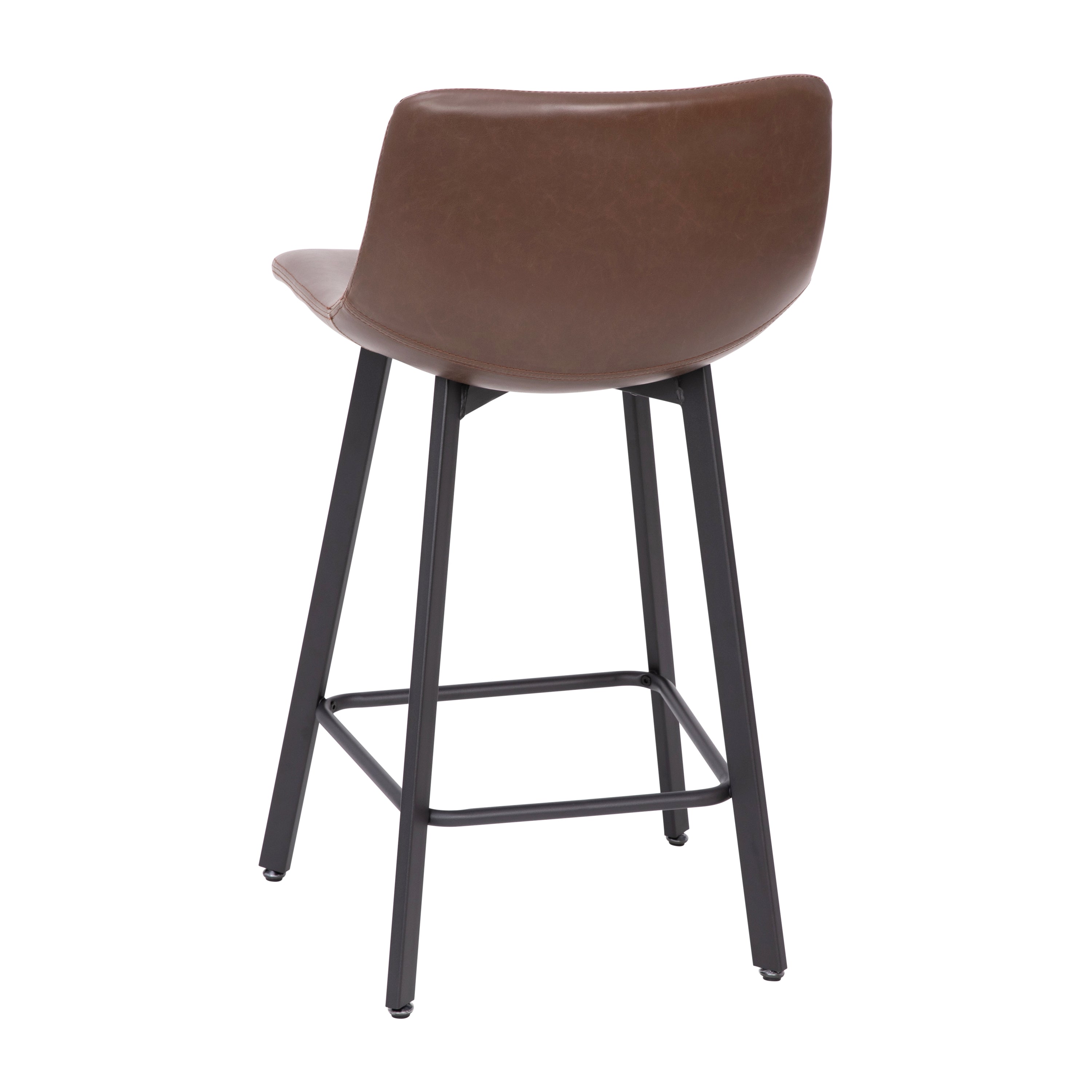 Caleb Modern Armless 24 Inch Counter Height Stools with Footrests and Matte Metal Frames, Set of 2