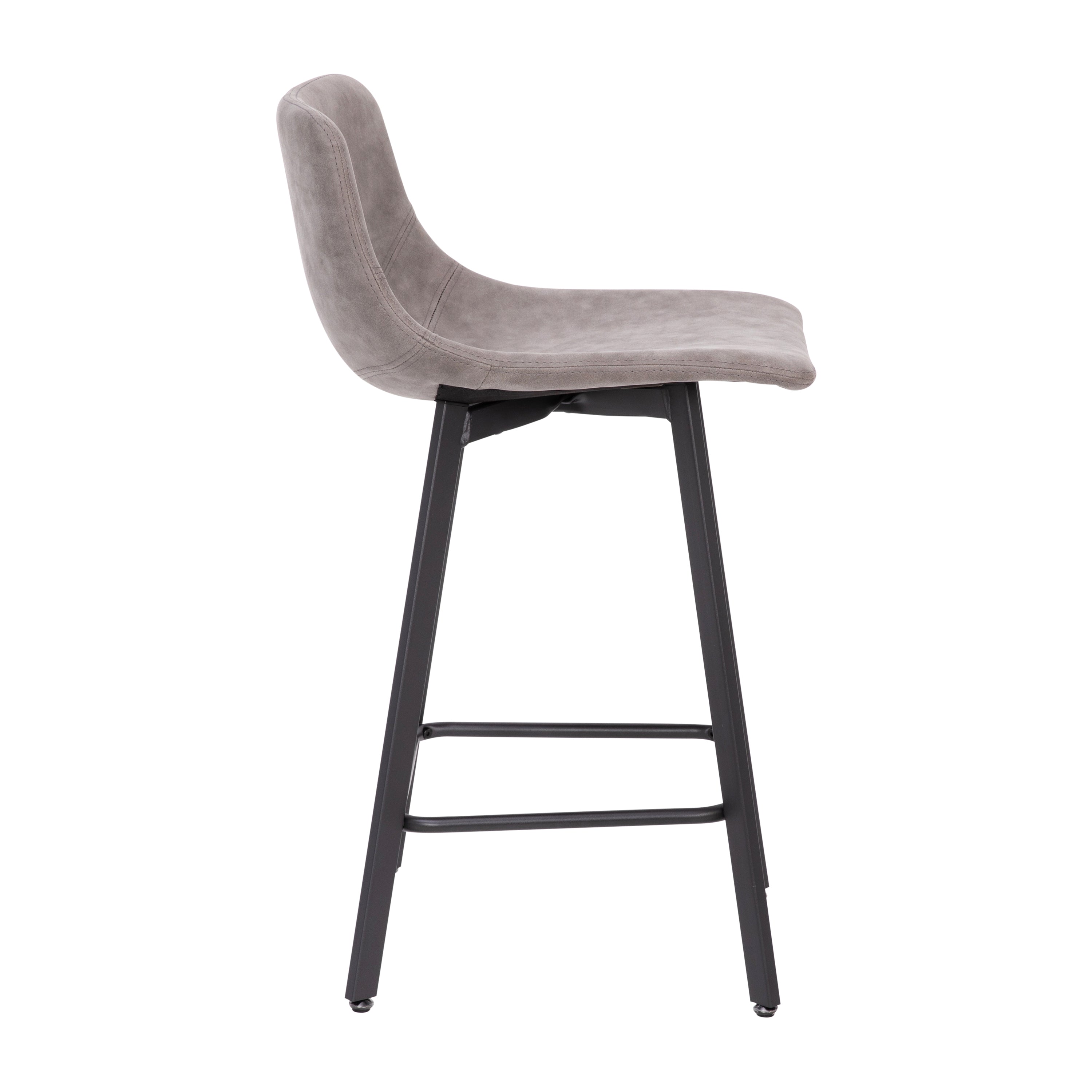 Caleb Modern Armless 24 Inch Counter Height Stools with Footrests and Matte Metal Frames, Set of 2