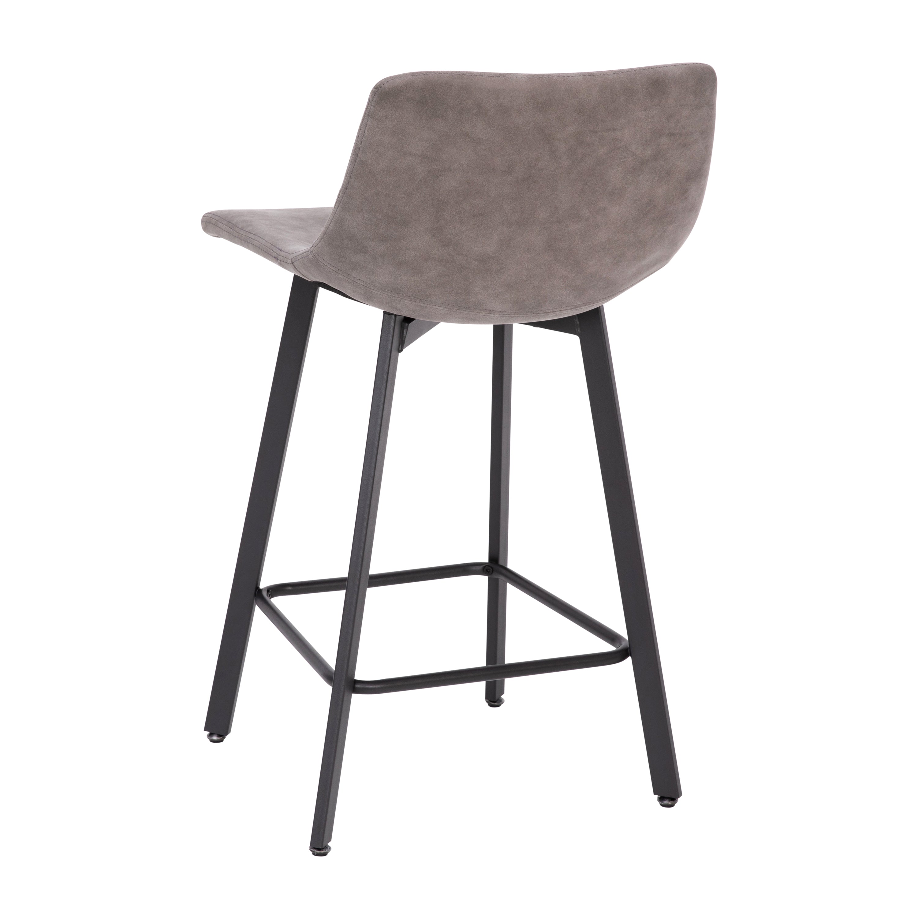 Caleb Modern Armless 24 Inch Counter Height Stools with Footrests and Matte Metal Frames, Set of 2