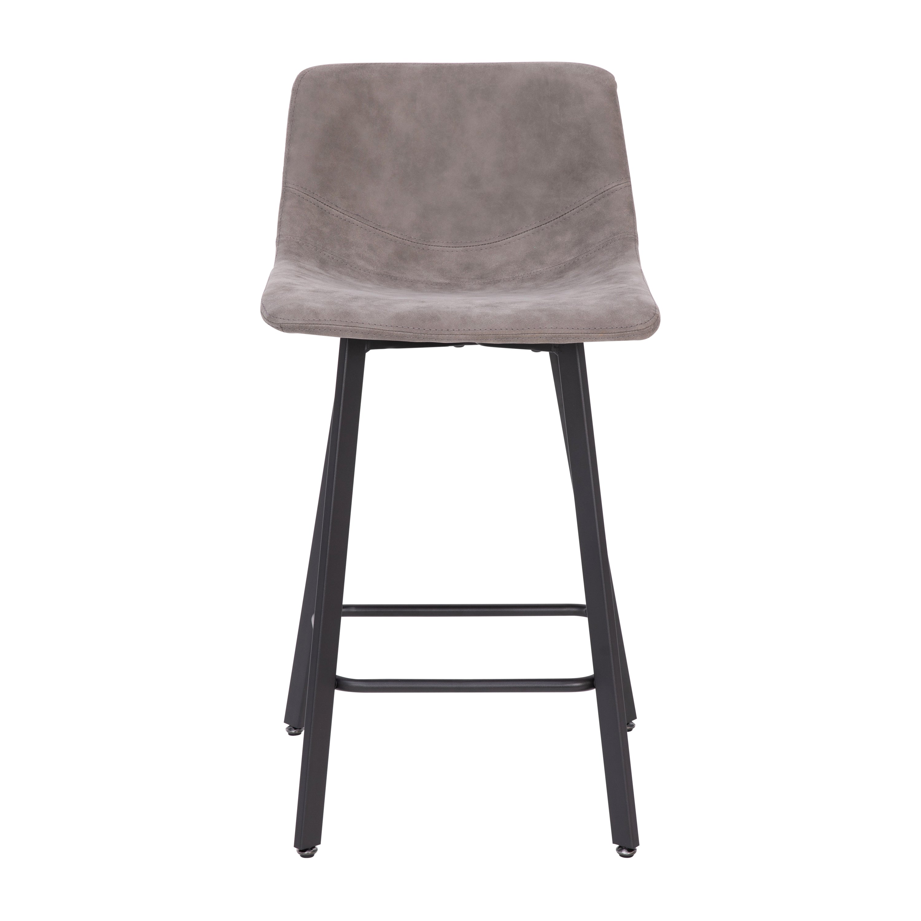 Caleb Modern Armless 24 Inch Counter Height Stools with Footrests and Matte Metal Frames, Set of 2