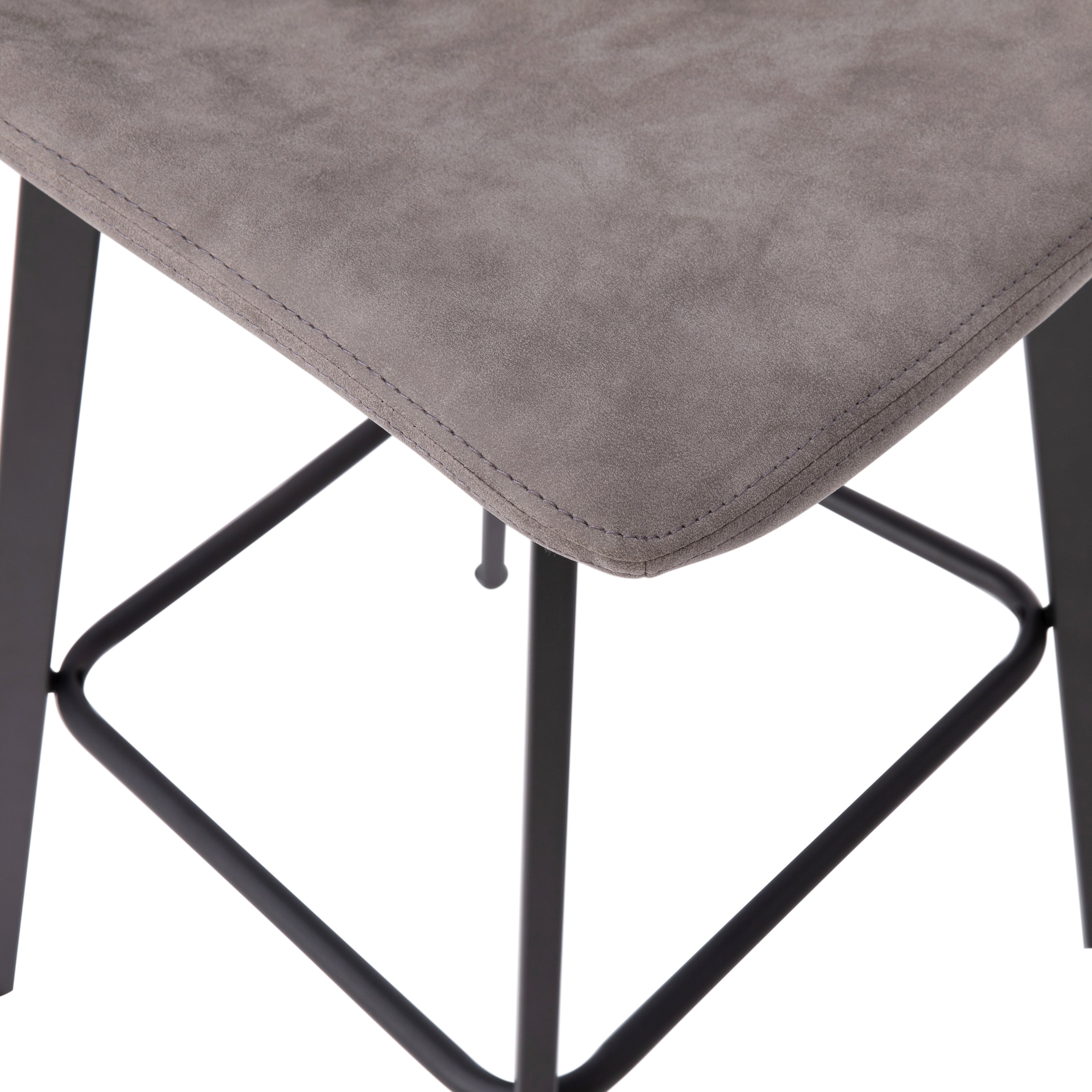 Caleb Modern Armless 30 Inch Bar Height Barstools with Footrests and Matte Iron Frames, Set of 2