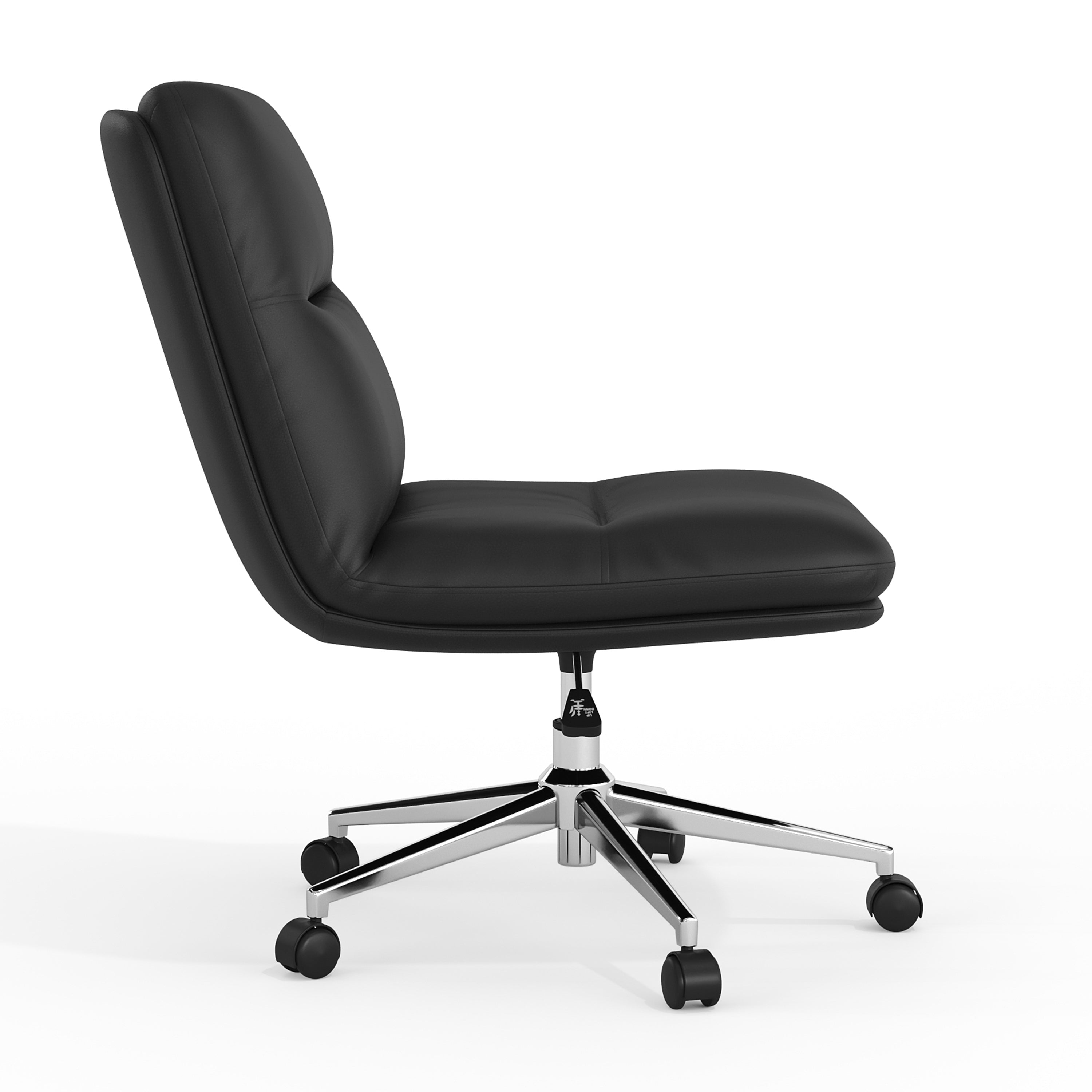Chloe Commercial Mid-Back Padded Upholstered Armless Task Office Chair with Wheels, Adjustable Height, Swivel Function, and Frame