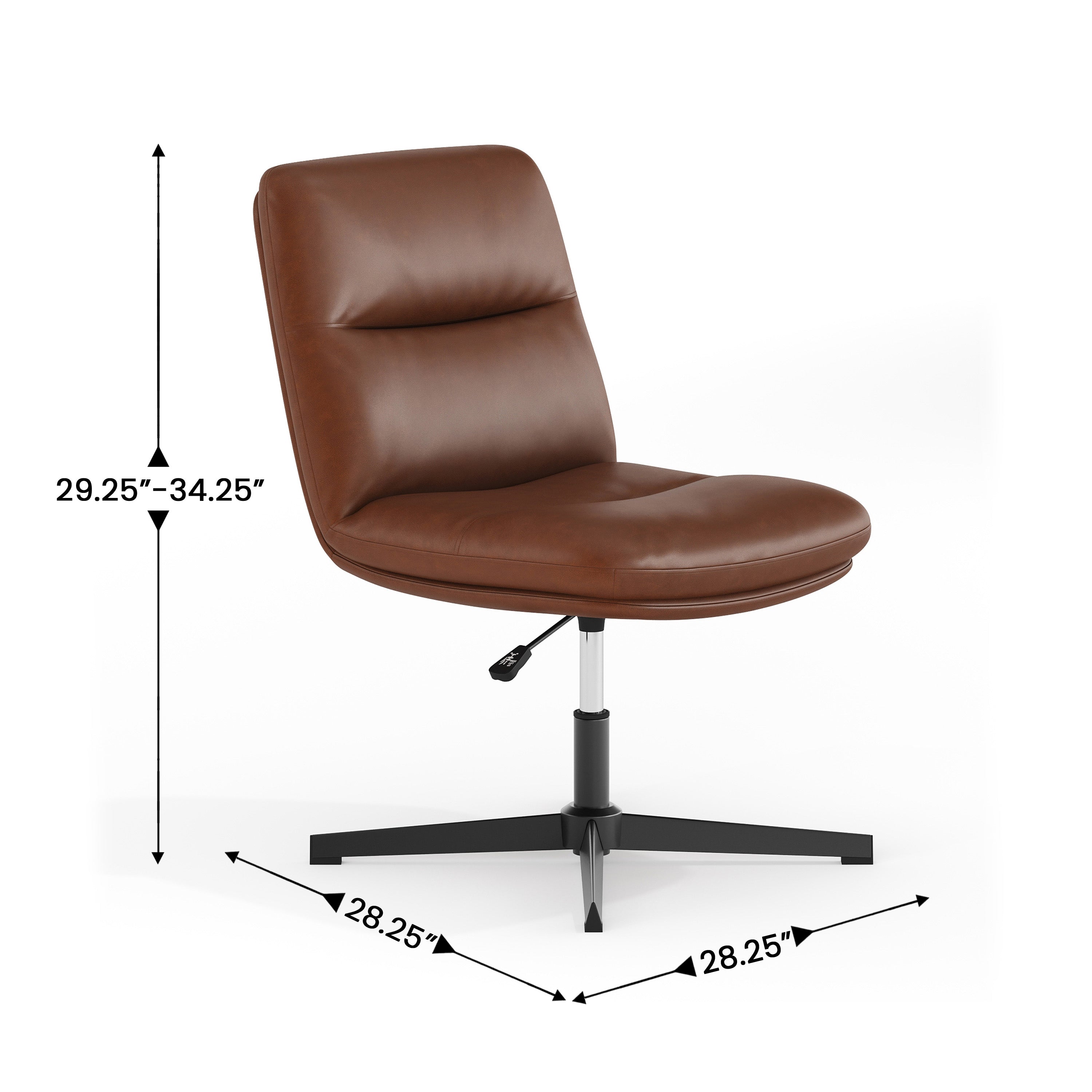 Chloe Commercial Mid-Back Padded Upholstered Armless Stationary Task Office Chair with Adjustable Height, Swivel Function, and Frame