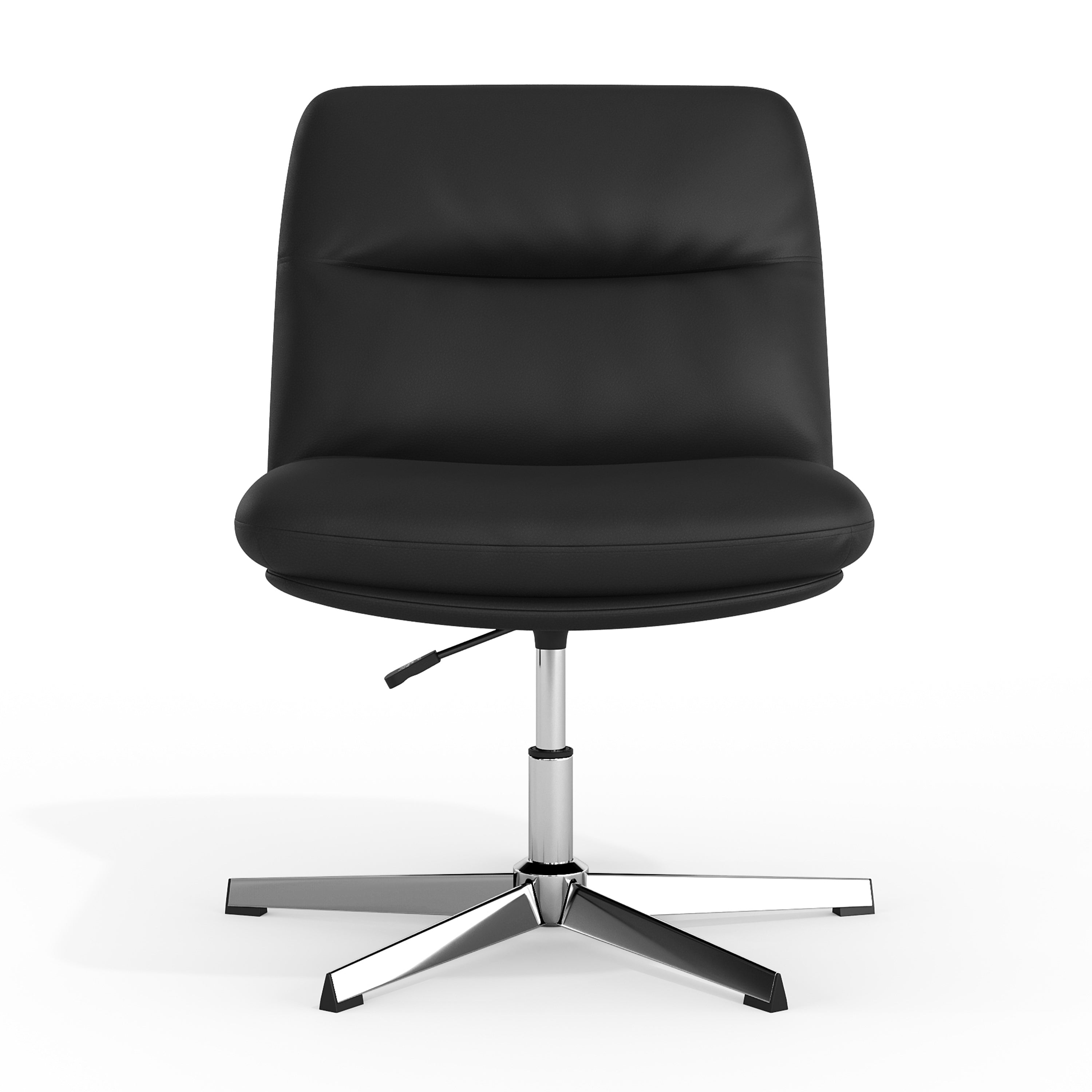 Chloe Commercial Wide Mid-Back Padded Upholstered Armless Stationary Task Office Chair with Adjustable Height, Swivel Function, Frame
