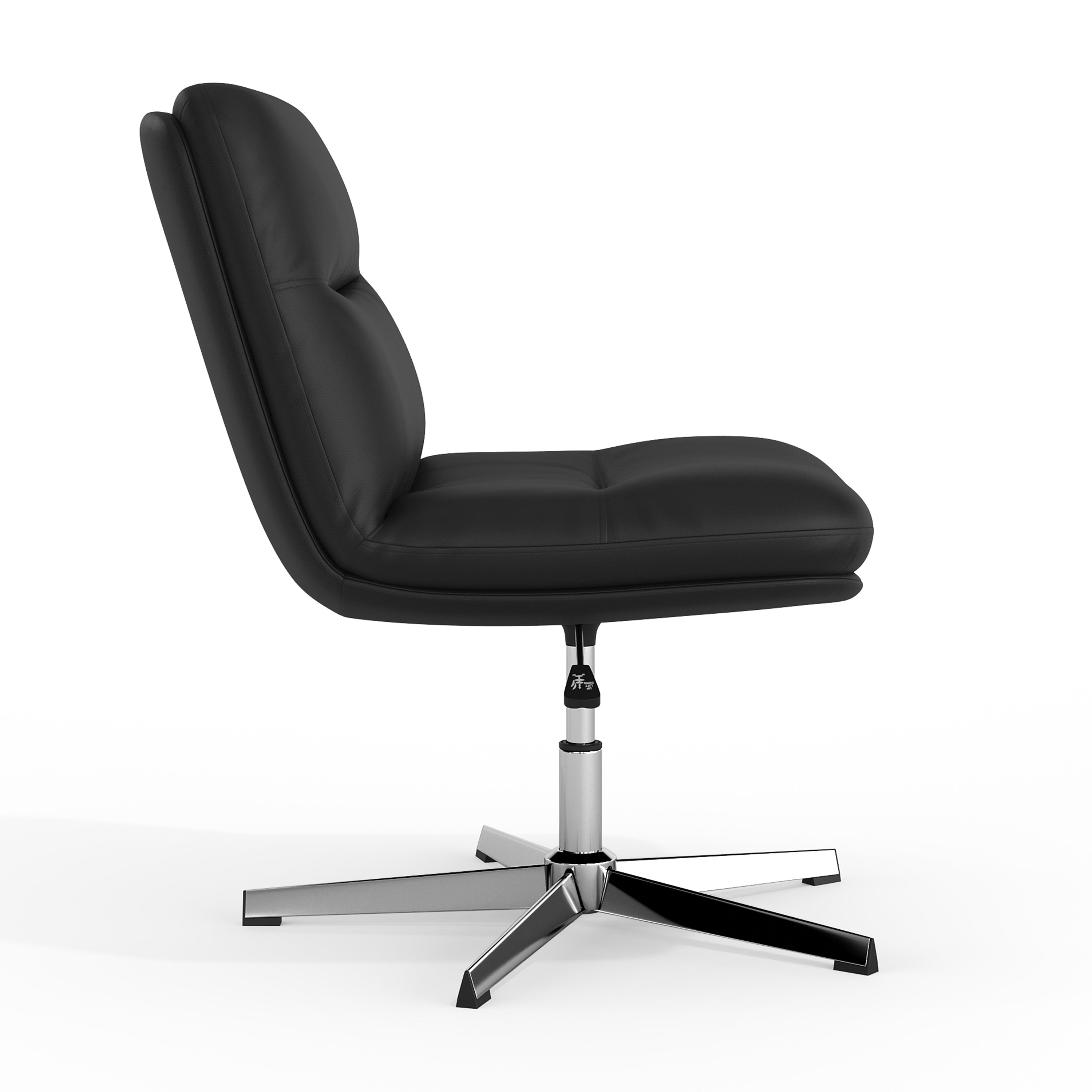 Chloe Commercial Wide Mid-Back Padded Upholstered Armless Stationary Task Office Chair with Adjustable Height, Swivel Function, Frame