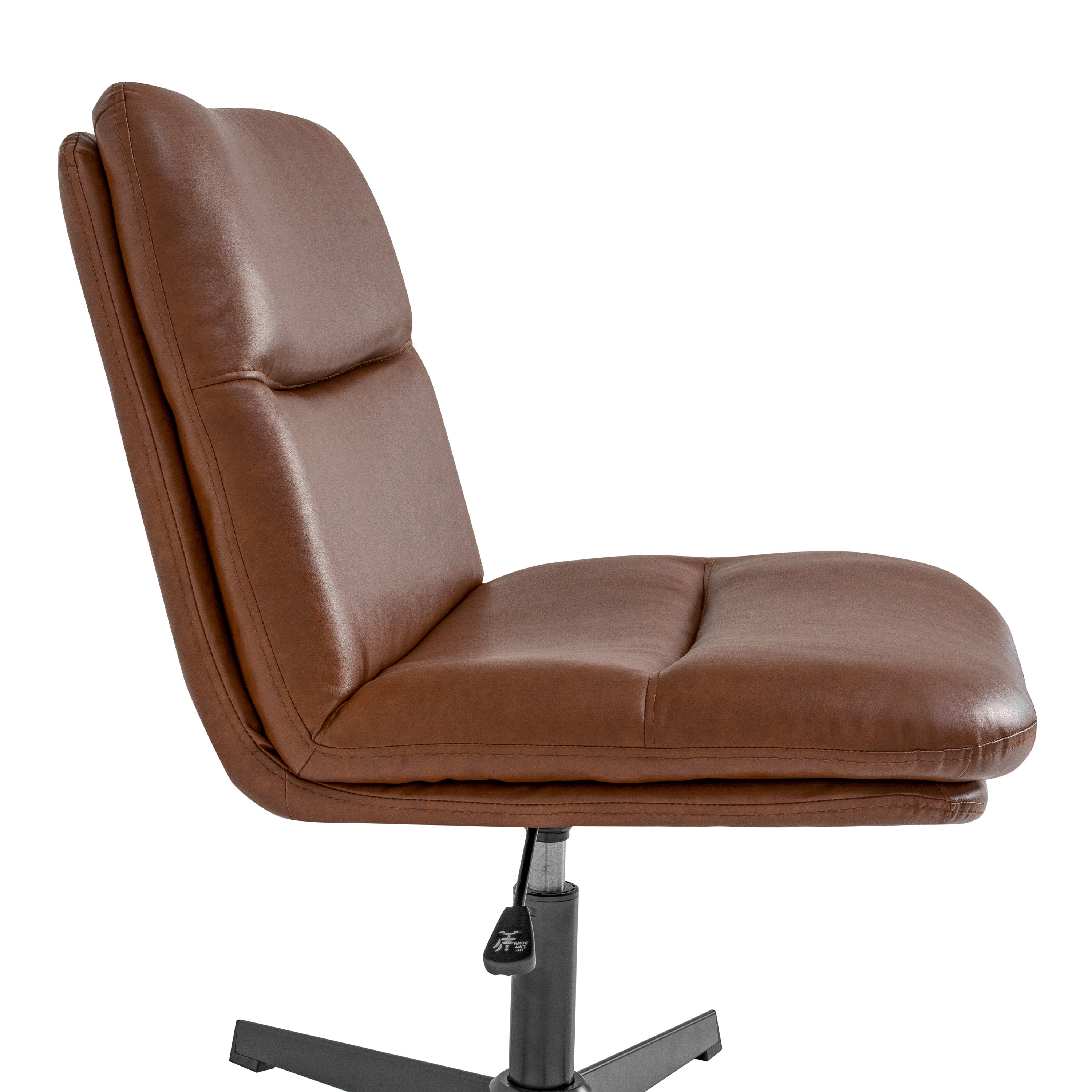 Chloe Commercial Wide Mid-Back Padded Upholstered Armless Stationary Task Office Chair with Adjustable Height, Swivel Function, Frame
