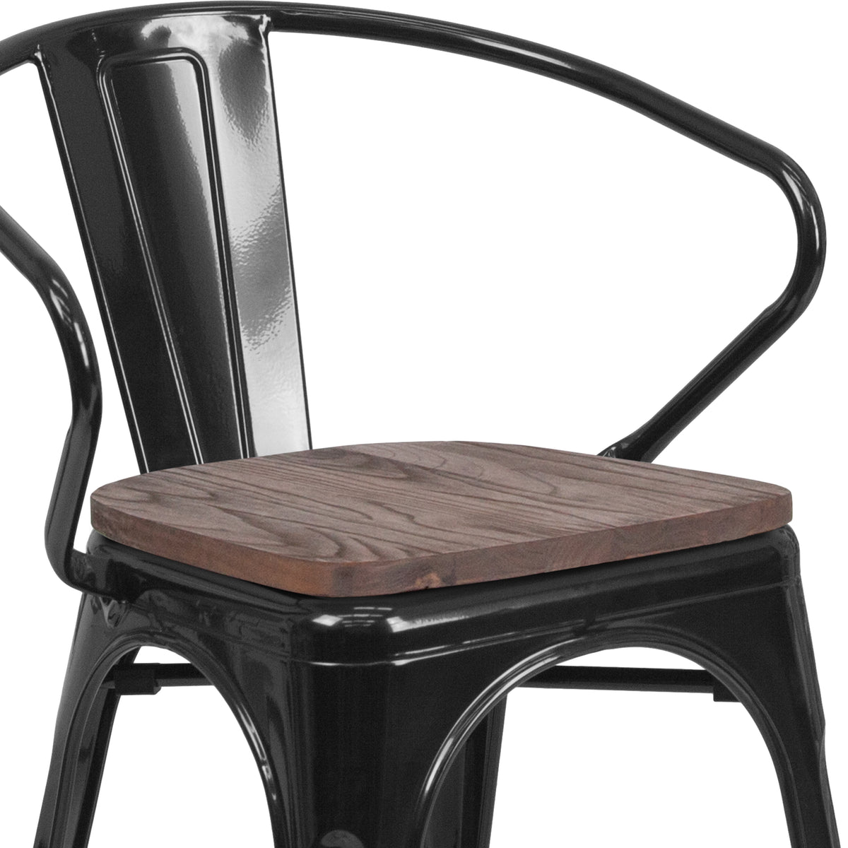 Metal Chair with Wood Seat and Arms