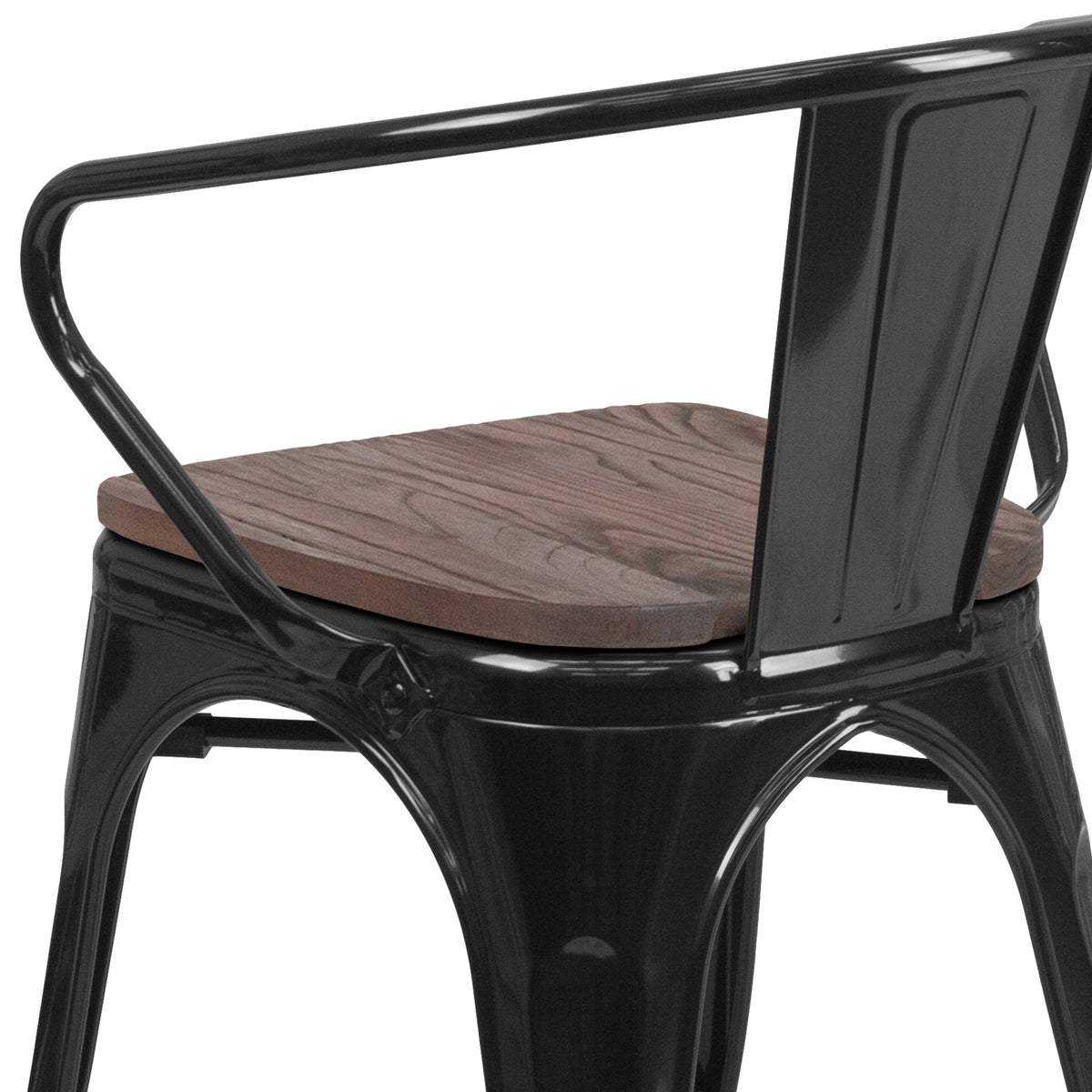 Metal Chair with Wood Seat and Arms