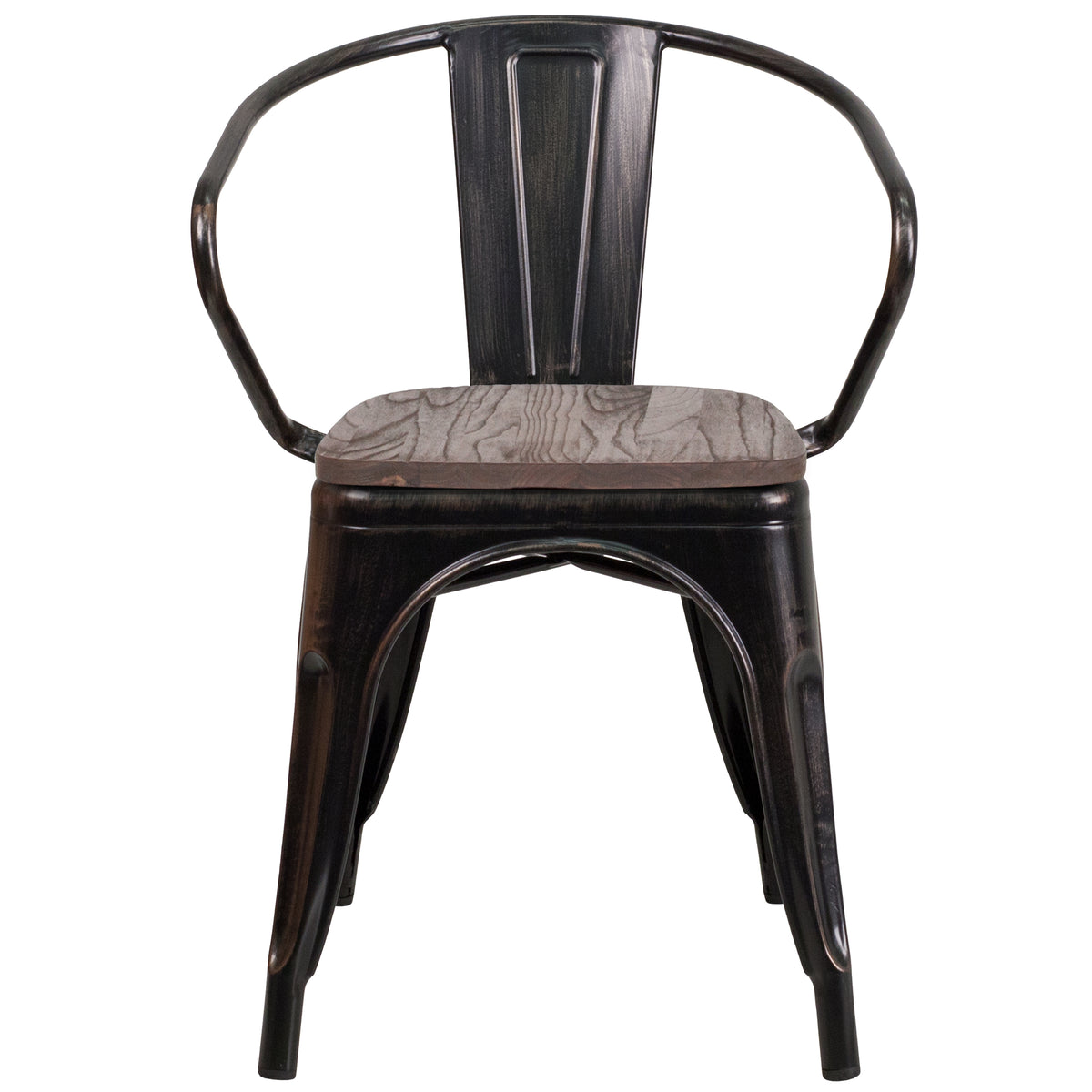 Metal Chair with Wood Seat and Arms