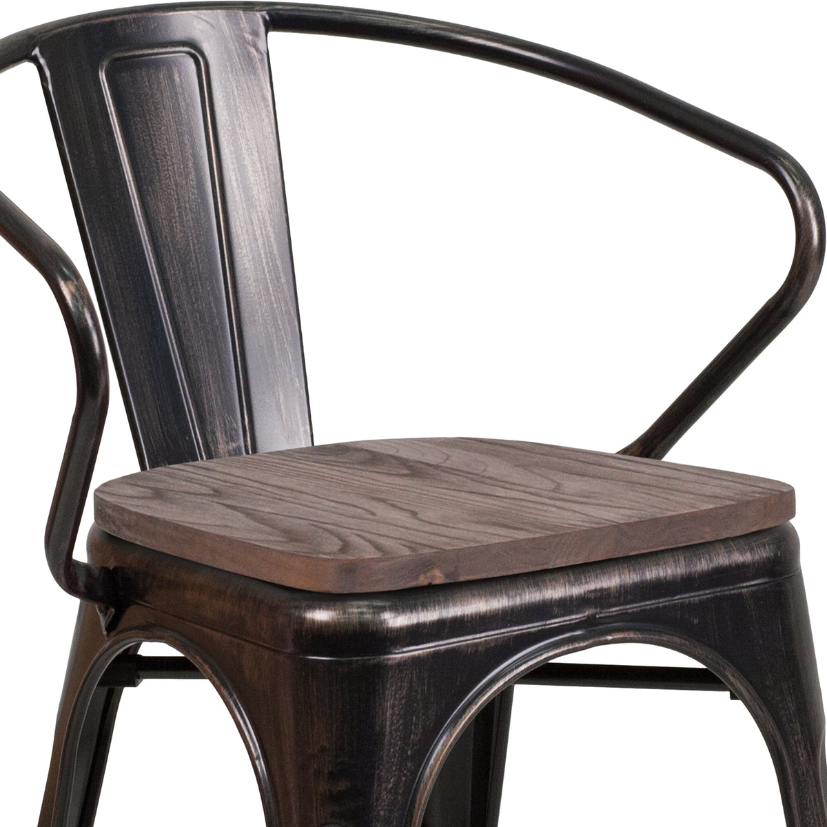 Metal Chair with Wood Seat and Arms