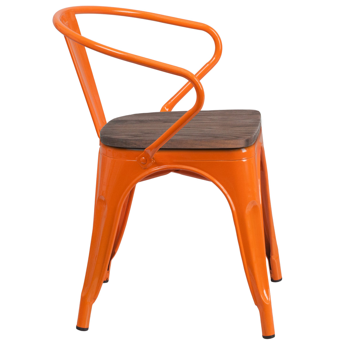Metal Chair with Wood Seat and Arms