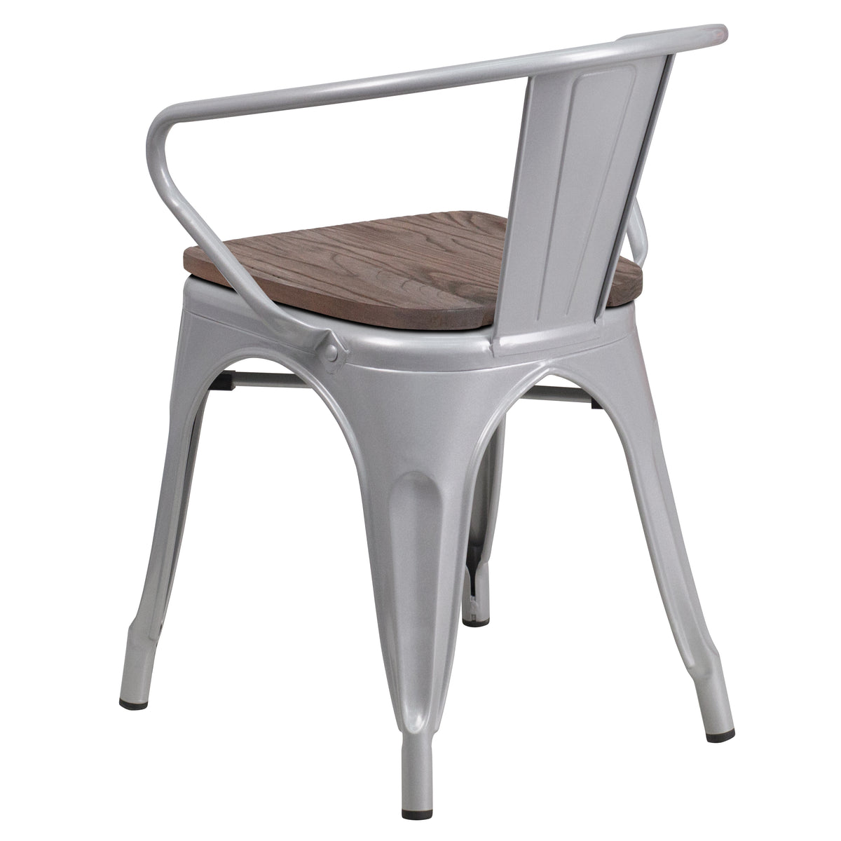 Metal Chair with Wood Seat and Arms