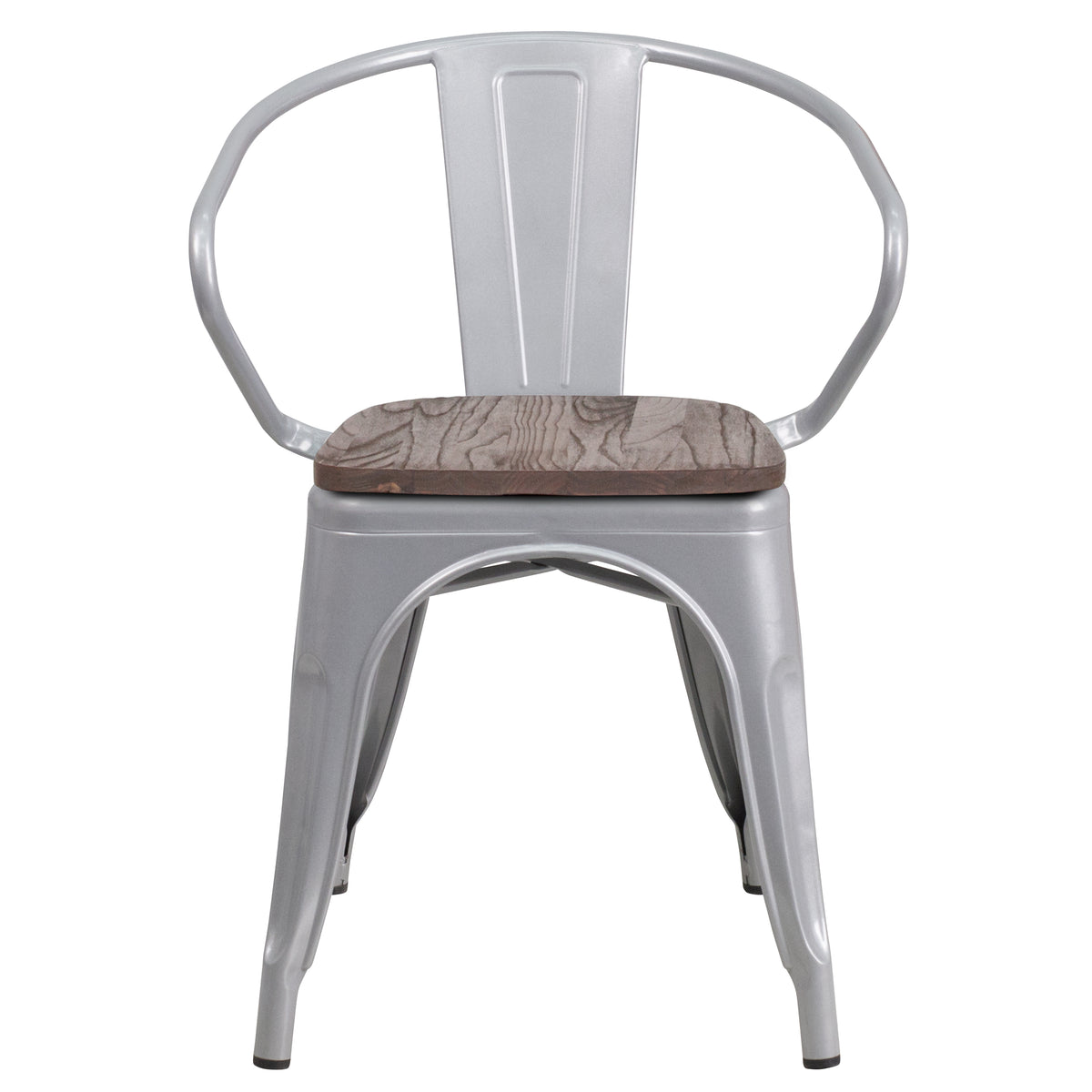 Metal Chair with Wood Seat and Arms