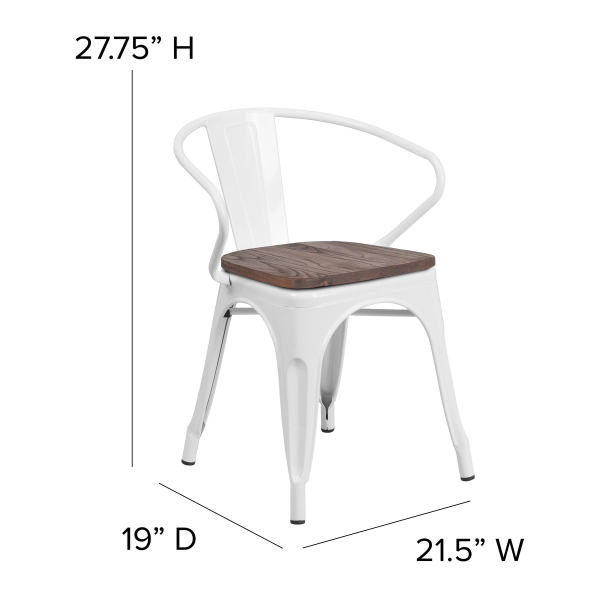 Metal Chair with Wood Seat and Arms