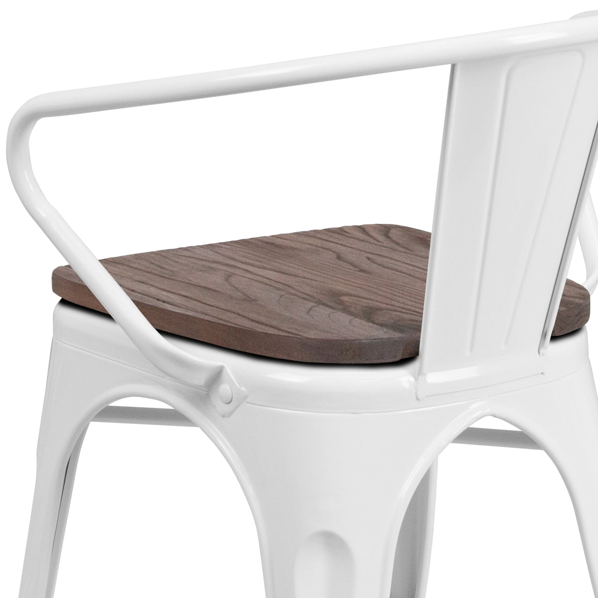 Metal Chair with Wood Seat and Arms
