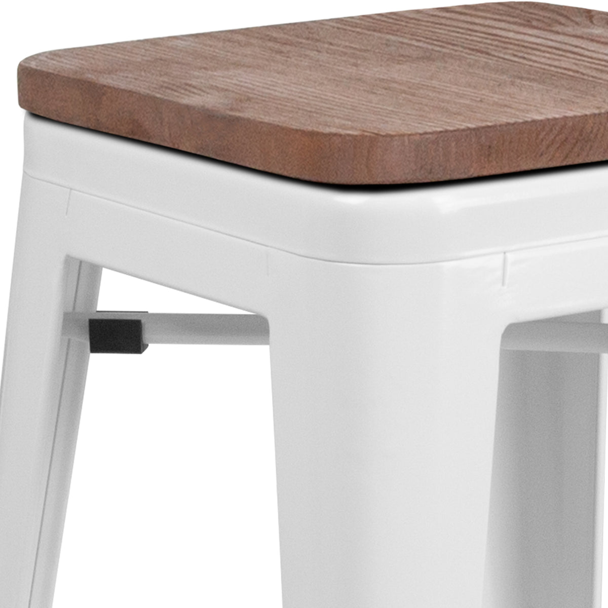 24" High Backless Metal Counter Height Stool with Square Wood Seat