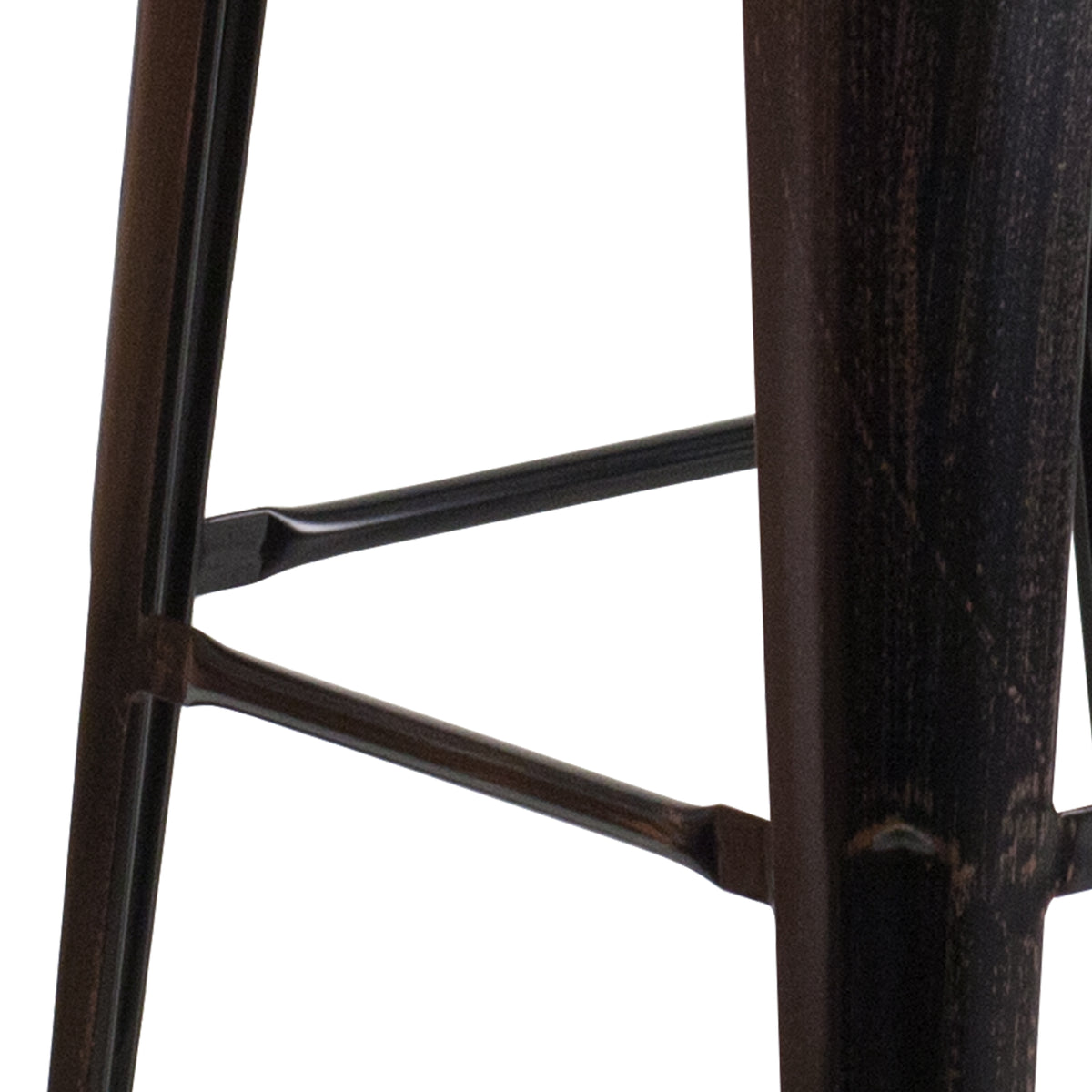 30" High Backless Metal Barstool with Square Wood Seat