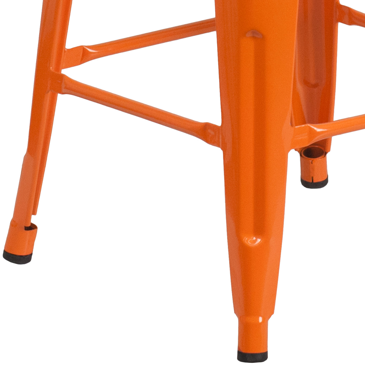30" High Backless Metal Barstool with Square Wood Seat