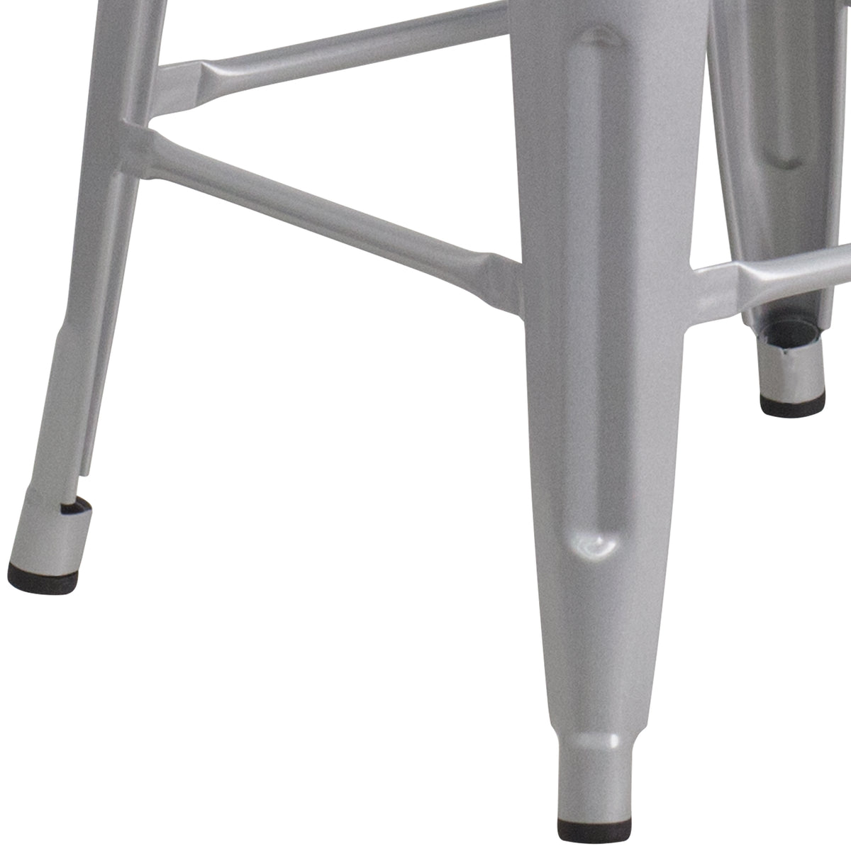 30" High Backless Metal Barstool with Square Wood Seat