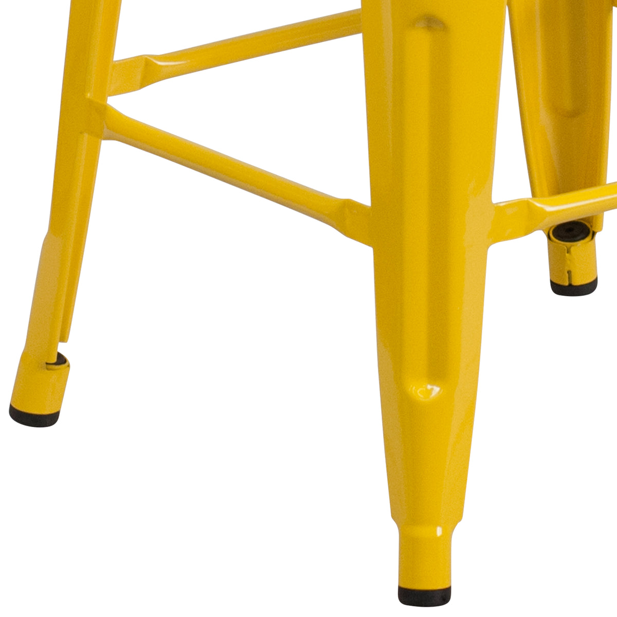 30" High Backless Metal Barstool with Square Wood Seat