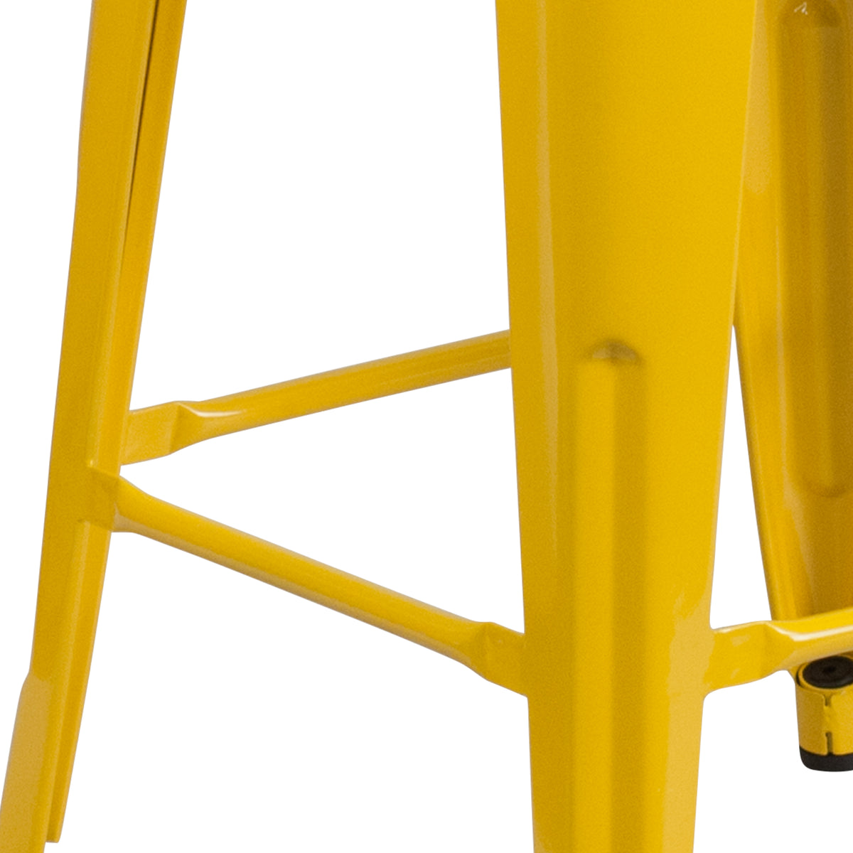 30" High Backless Metal Barstool with Square Wood Seat
