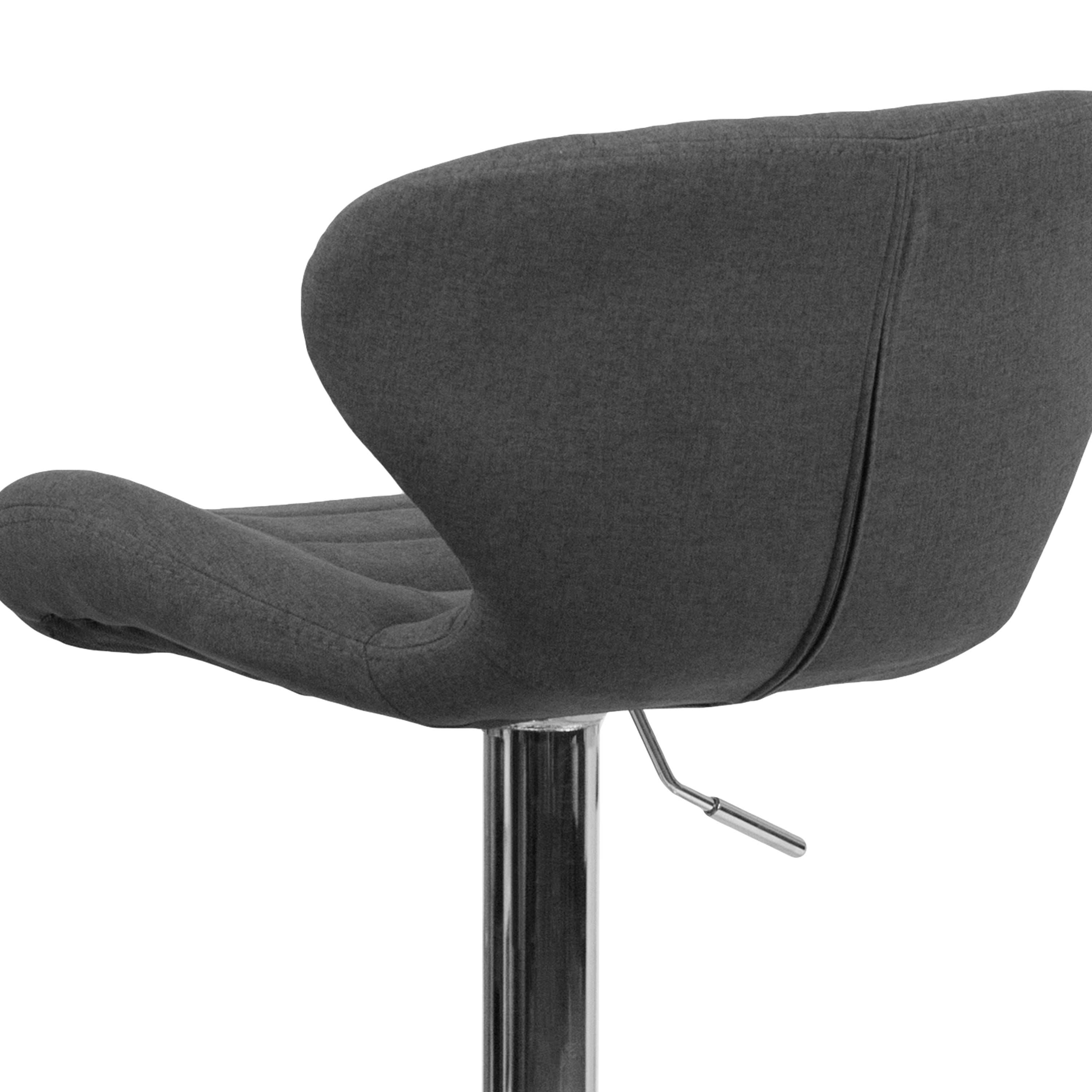 Contemporary Adjustable Height Barstool with Curved Back and Chrome Base