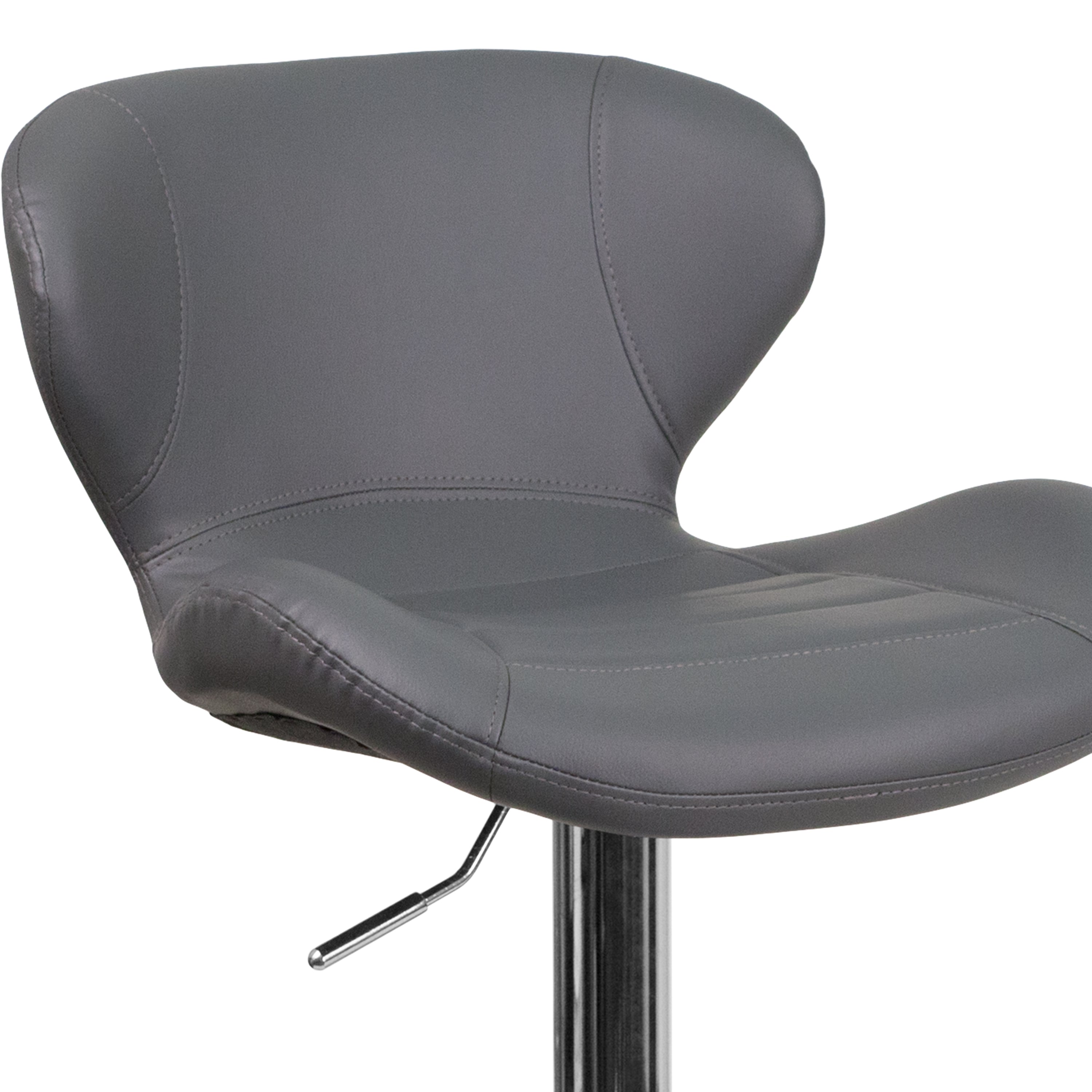 Contemporary Adjustable Height Barstool with Curved Back and Chrome Base