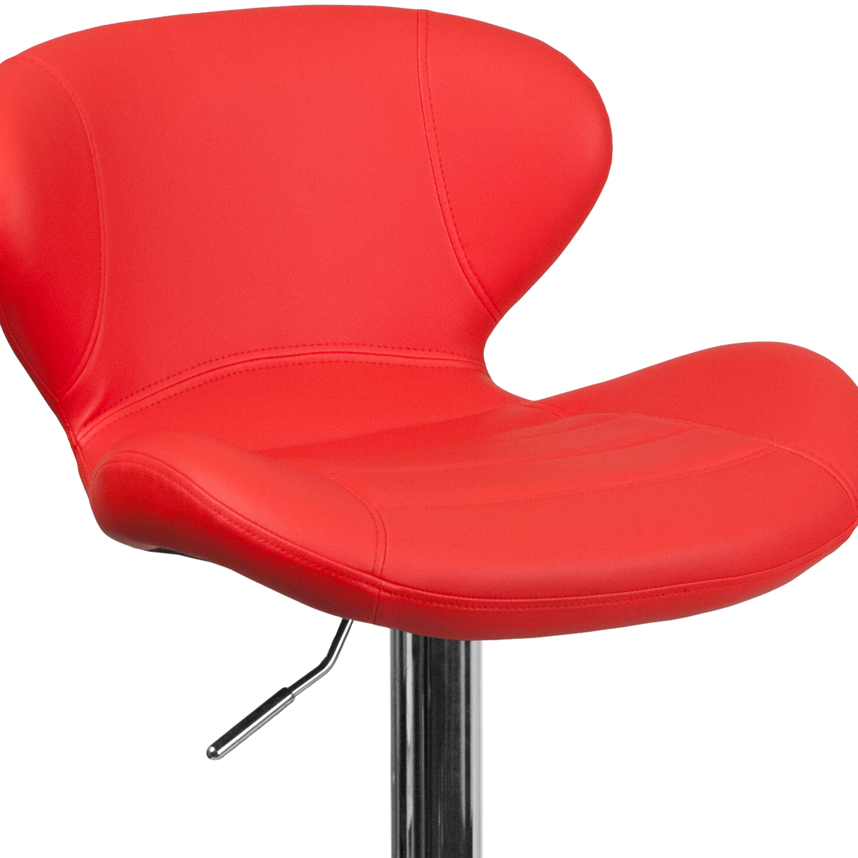 Contemporary Adjustable Height Barstool with Curved Back and Chrome Base