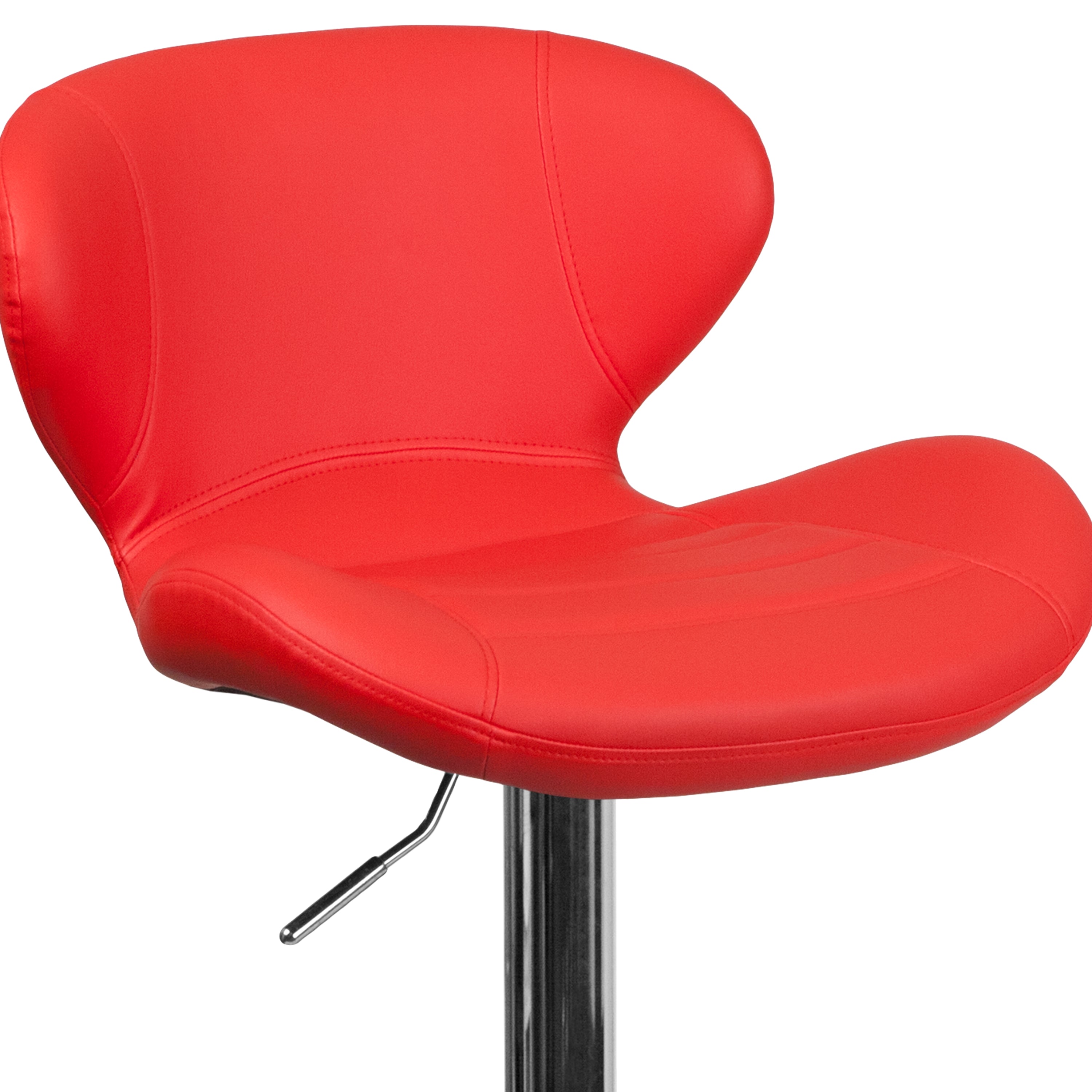 Contemporary Adjustable Height Barstool with Curved Back and Chrome Base