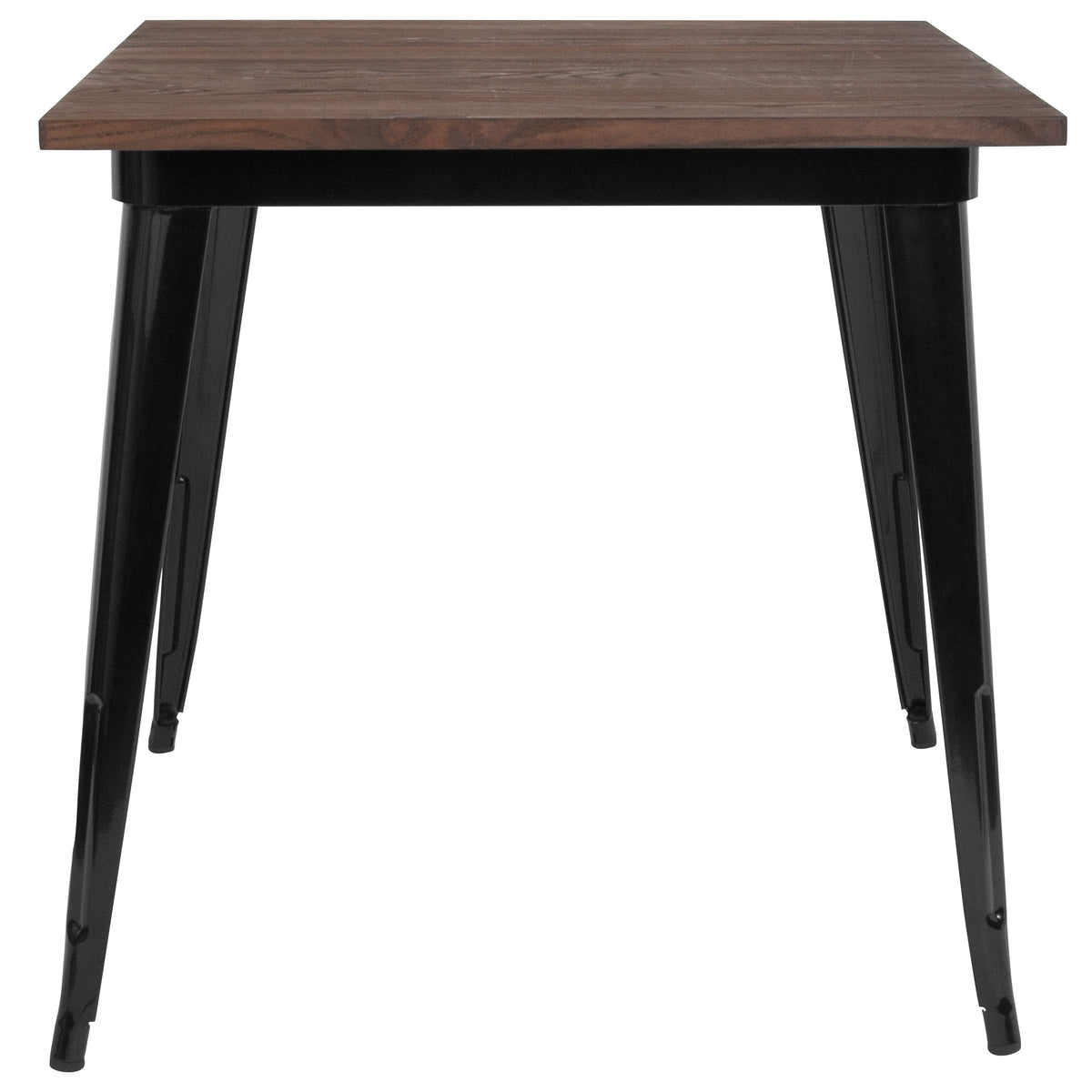 31.5" Square Metal Indoor Table with Rustic Wood Top