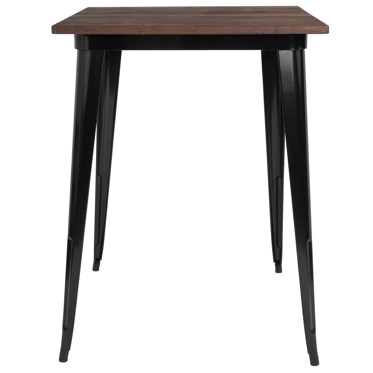 31.5" Square Metal Indoor Bar Height Table with Rustic Wood Top