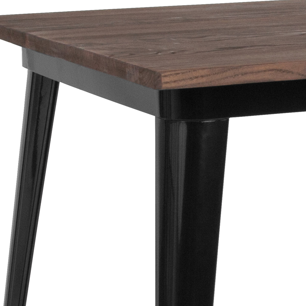 31.5" Square Metal Indoor Bar Height Table with Rustic Wood Top