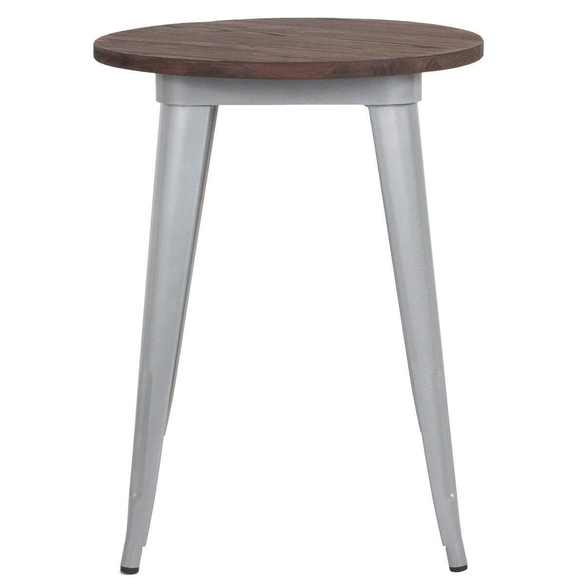 24" Round Metal Indoor Table with Rustic Wood Top