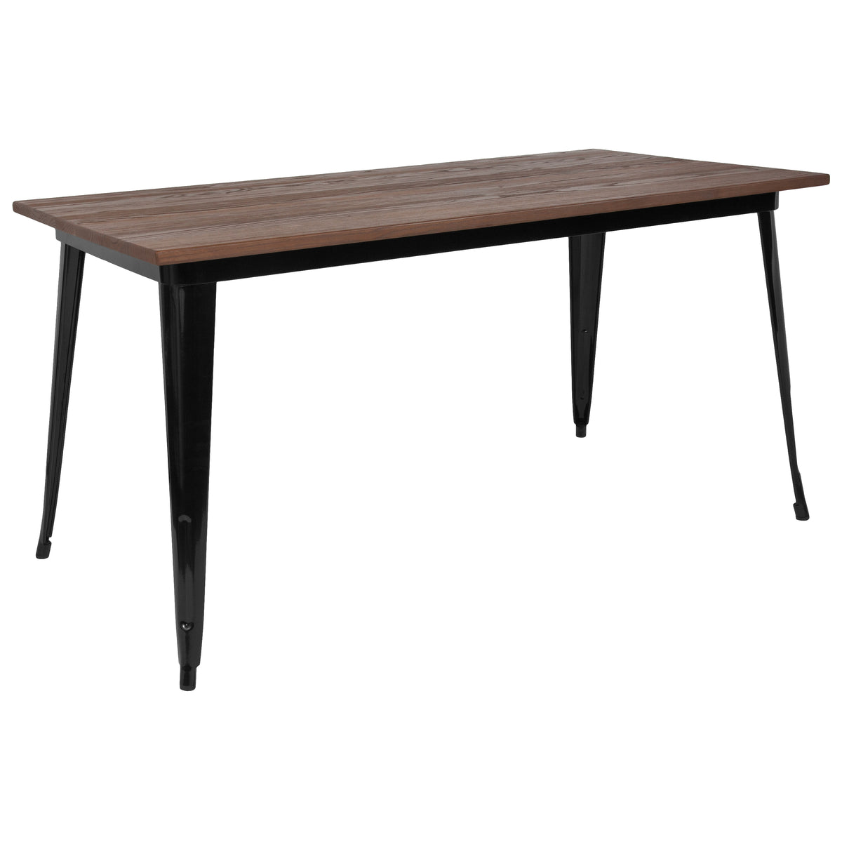 30.25" x 60" Rectangular Metal Indoor Table with Rustic Wood Top