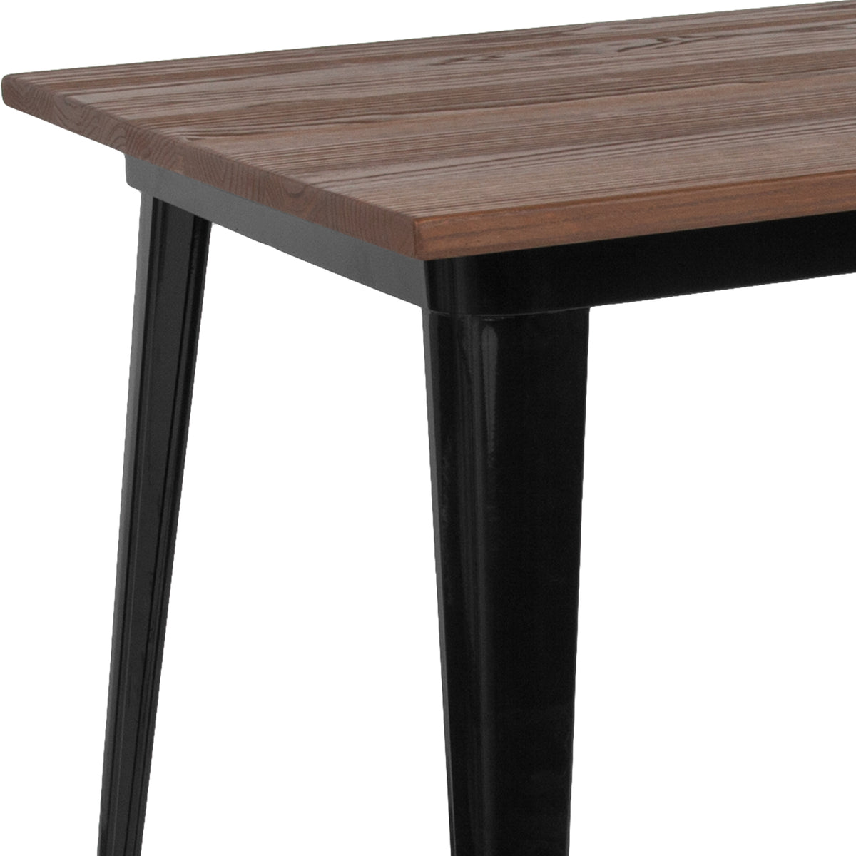30.25" x 60" Rectangular Metal Indoor Table with Rustic Wood Top