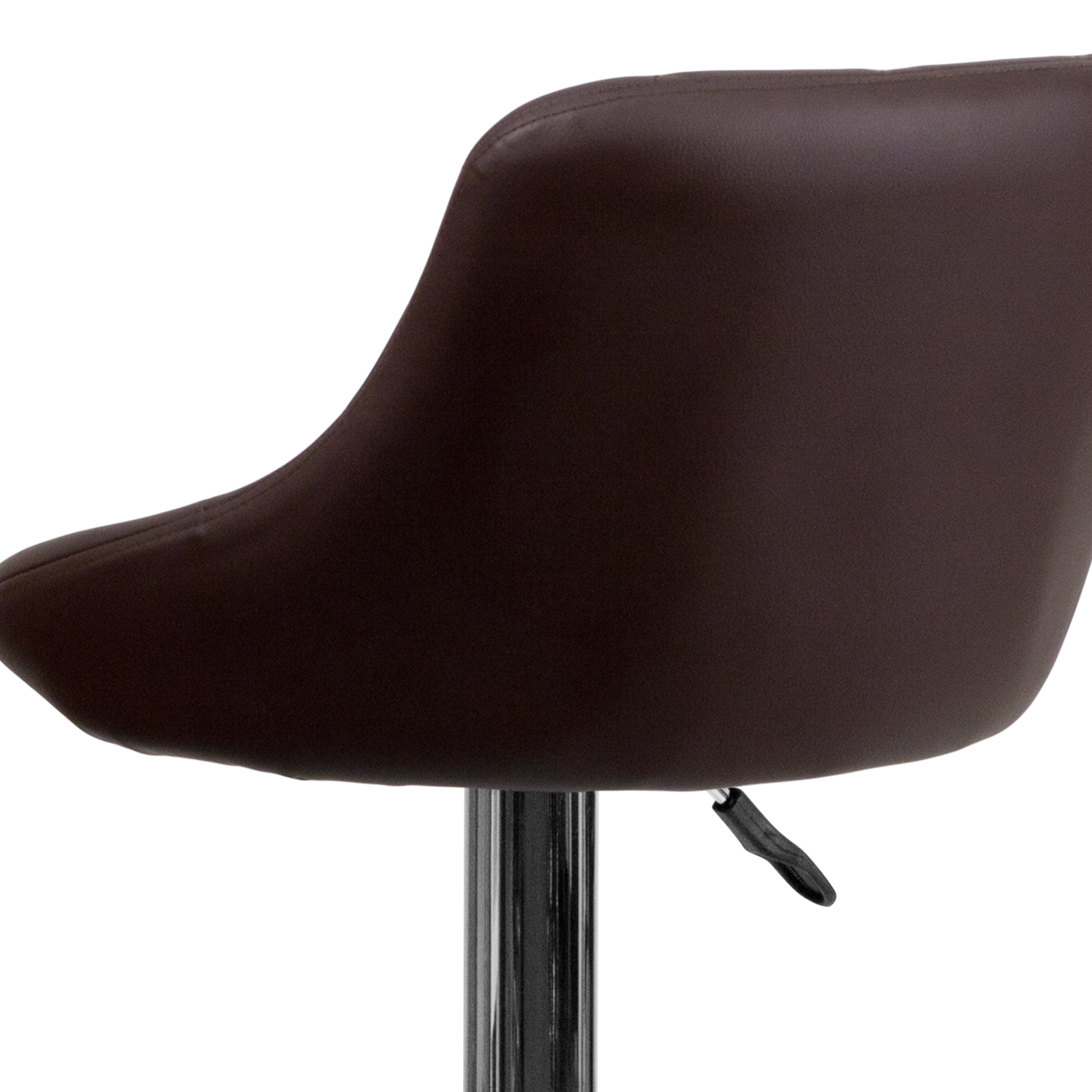 Contemporary Vinyl Bucket Seat Adjustable Height Barstool with Diamond Pattern Back and Chrome Base