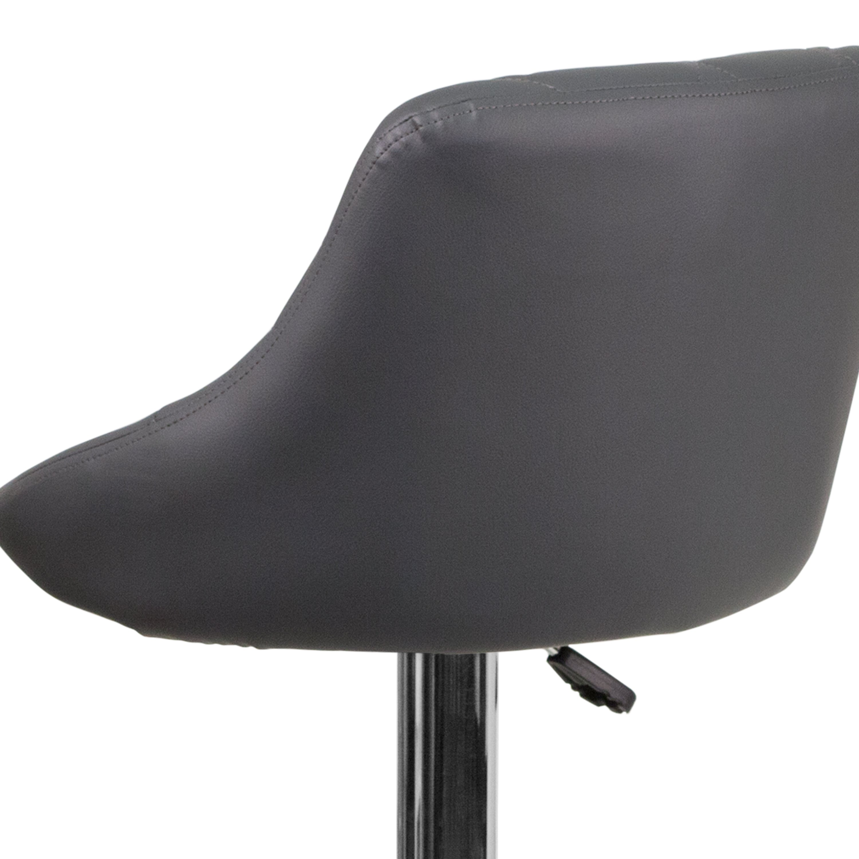 Contemporary Vinyl Bucket Seat Adjustable Height Barstool with Diamond Pattern Back and Chrome Base