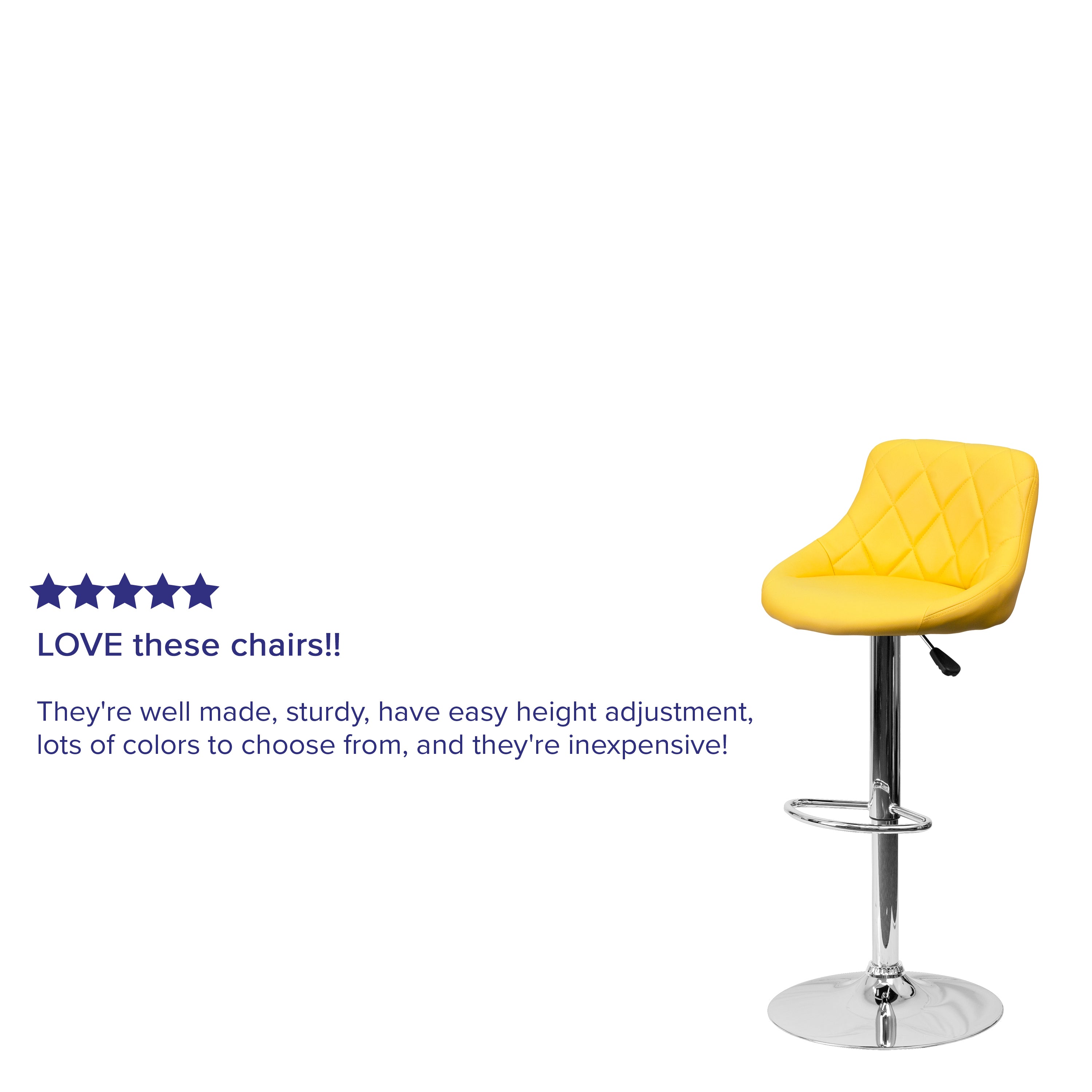 Contemporary Vinyl Bucket Seat Adjustable Height Barstool with Diamond Pattern Back and Chrome Base